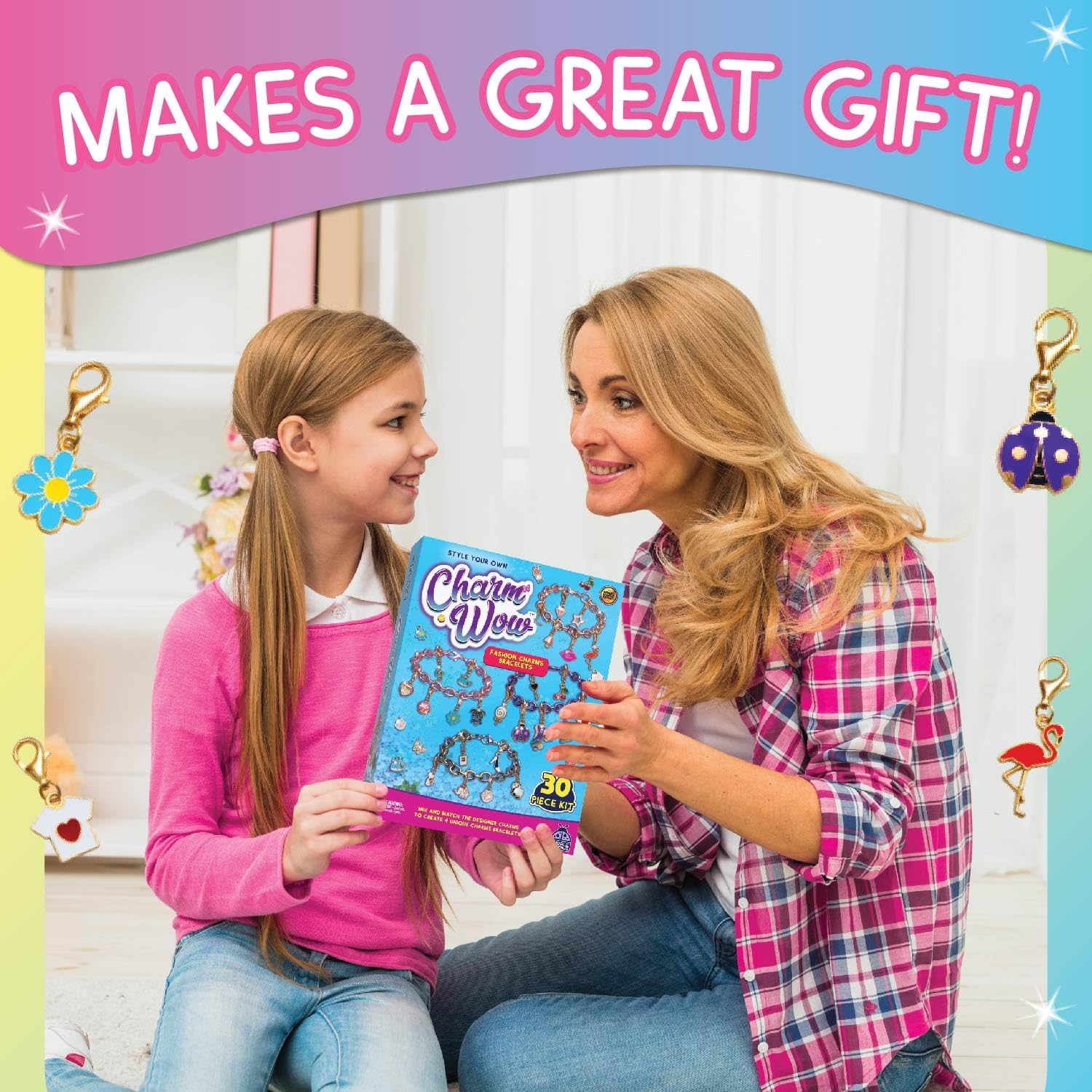 CharmWow – Kit de fabricación de pulseras para niñas, pulseras de dijes para niñas de 8 a 12 años y kit de joyería para niñas de 10 a 12 años – Gran