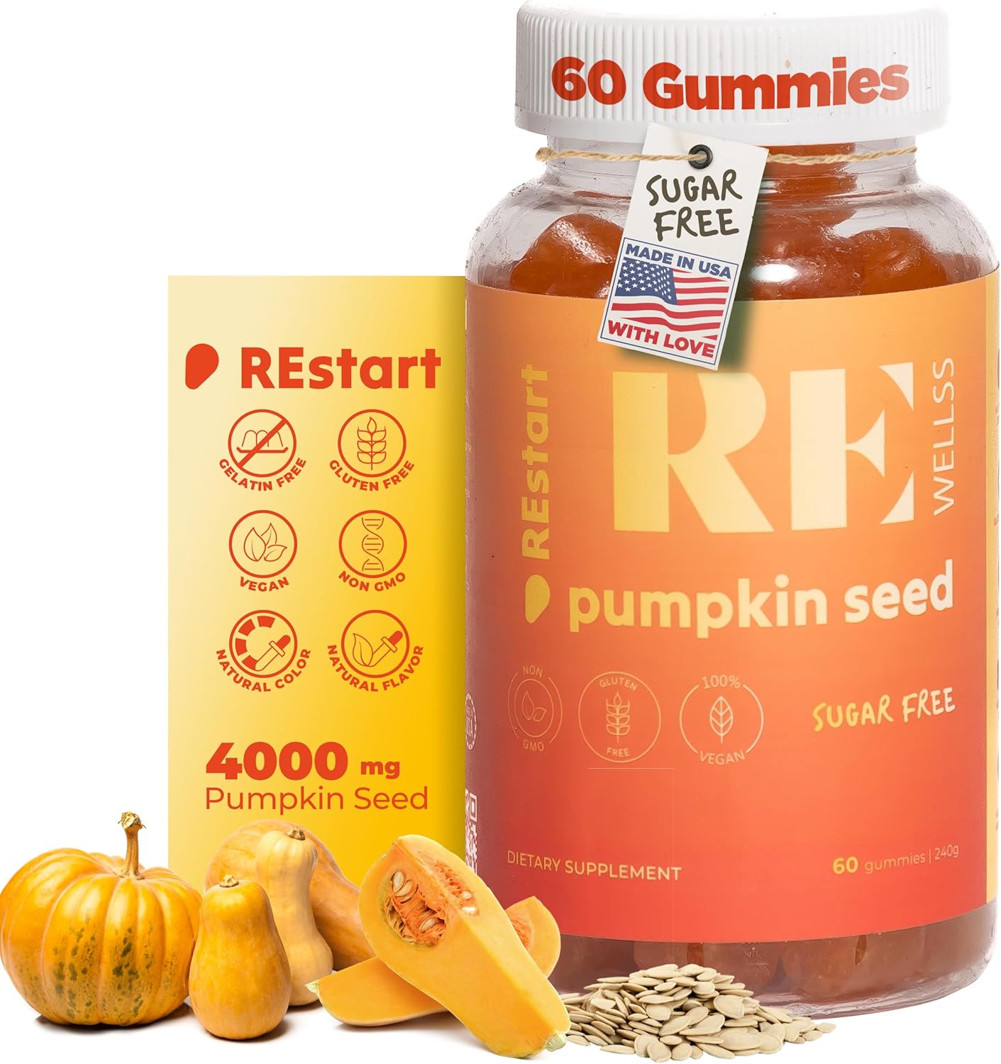 Gomitas de aceite de semilla de calabaza I sin azúcar, sin gluten, sin OMG, suplementos dietéticos orgánicos I crecimiento del cabello, piel