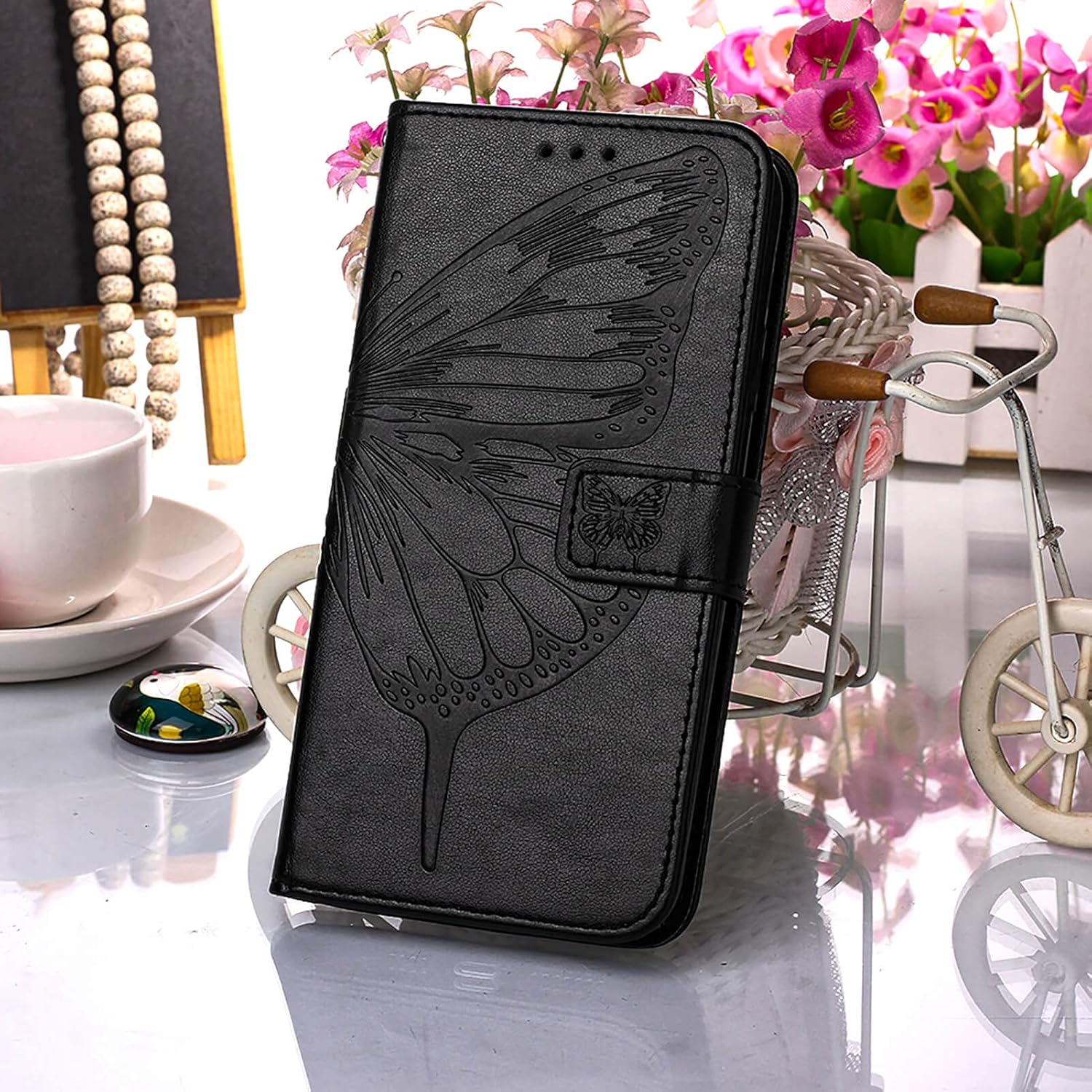 Funda compatible con iPhone SE 2022, iPhone 78, iPhone SE 2020, funda 66S, función atril, correa de muñeca, ranuras para tarjetero, funda protectora