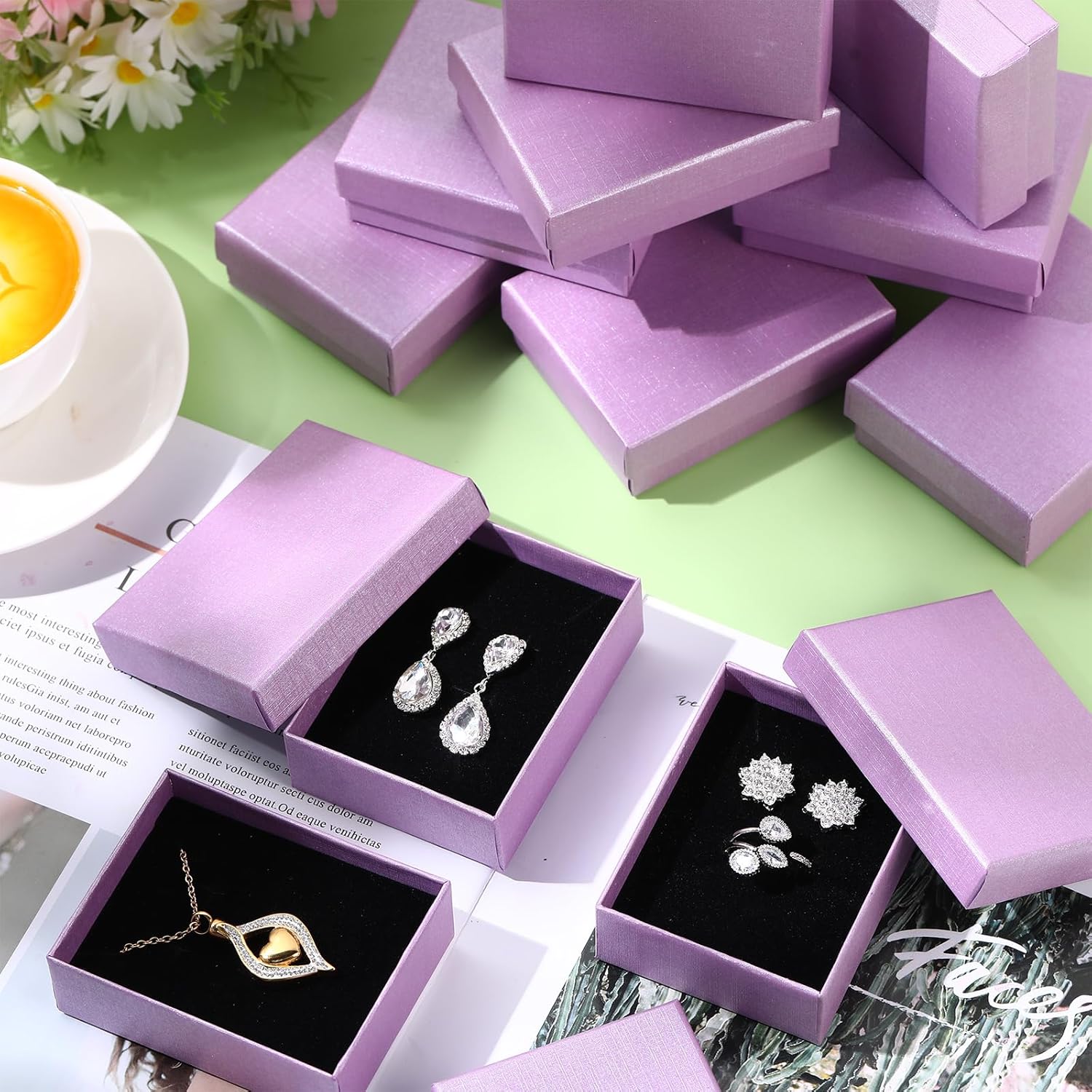 36 cajas de regalo para joyas, cajas de regalo pequeñas para joyas, collares, anillos, aretes, caja de almacenamiento de regalo con cojín y tapa,