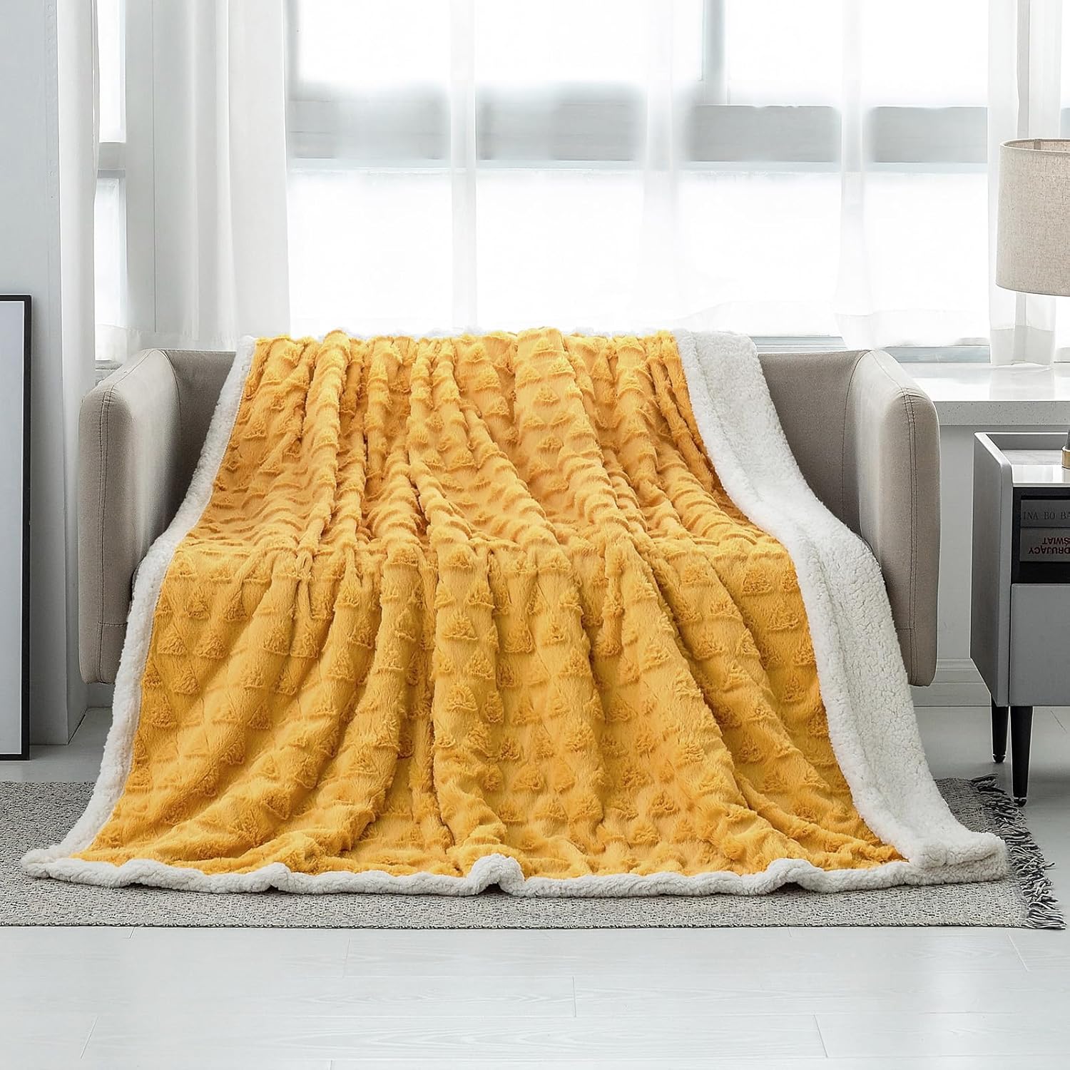 LOMAO Manta para sofá  Mantas de vellón y mantas de piel sintética, suave y mullida, manta de sherpa acogedora manta de regalo para cama, sofá (50 x