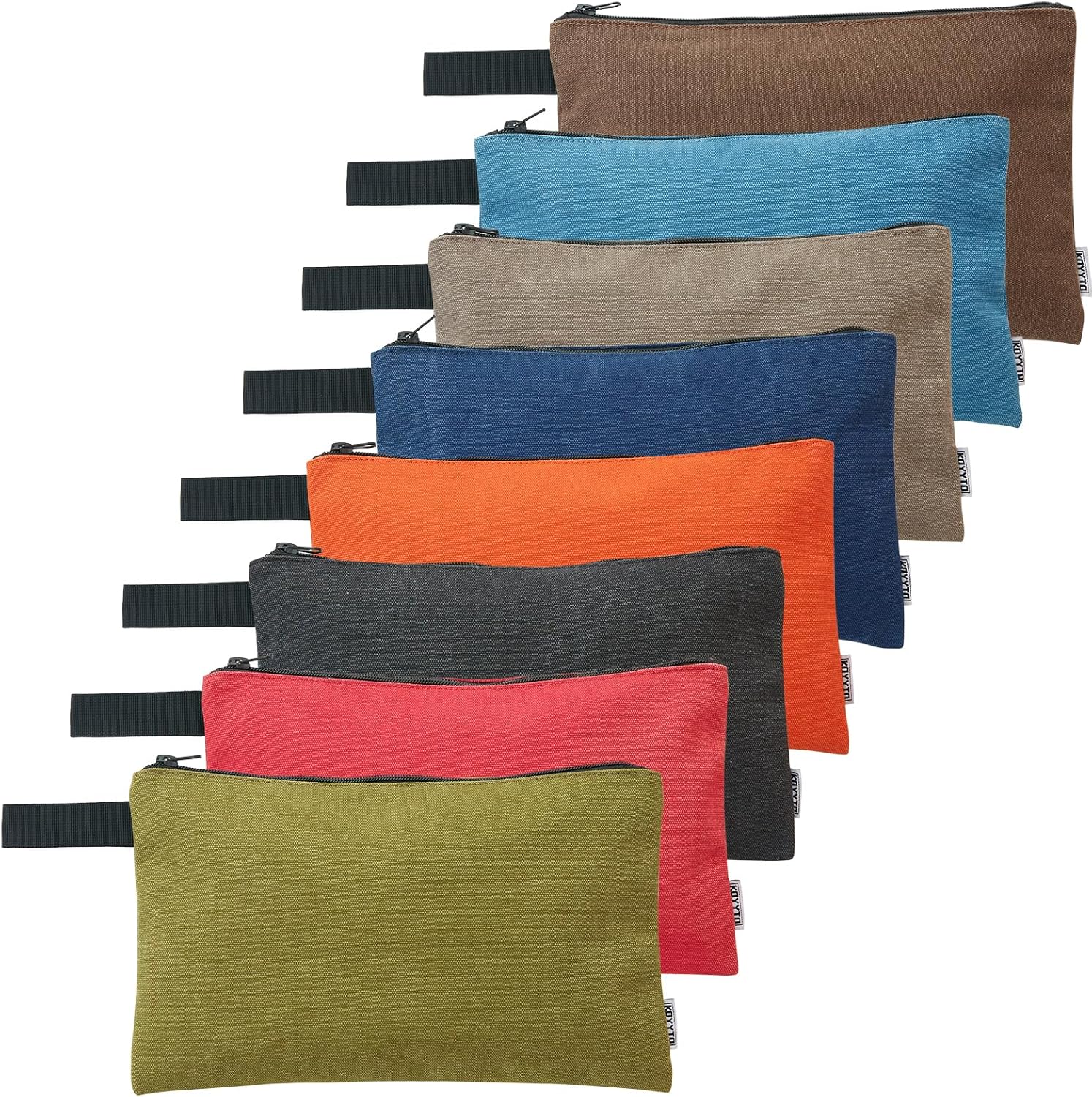 Paquete de 8 bolsas de herramientas de lona con cremallera, bolsa de herramientas pequeña resistente de 16 onzas, bolsa organizadora multiusos, para