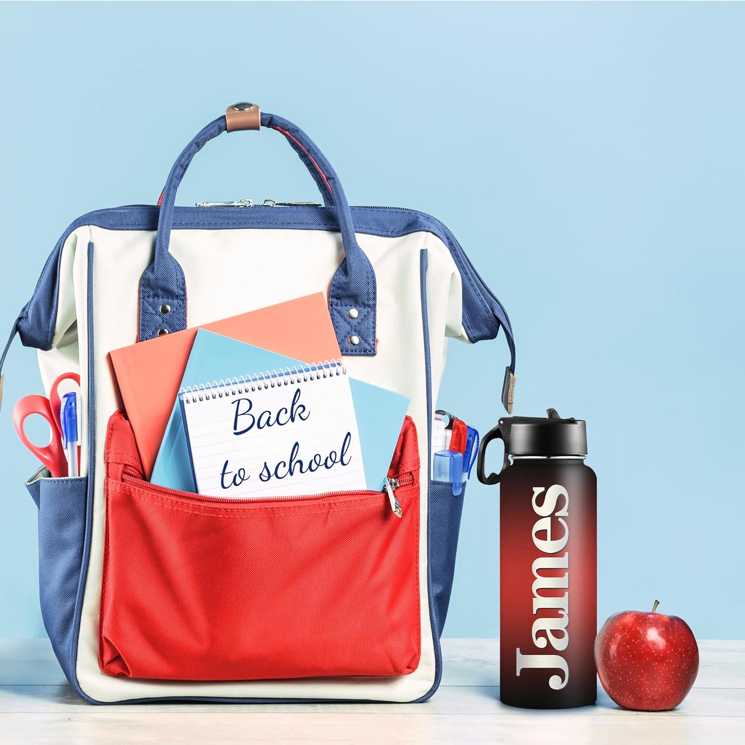 Botellas de agua personalizadas con nombre, botella de agua de acero inoxidable con aislamiento de doble cara con pajilla, termo personalizado,