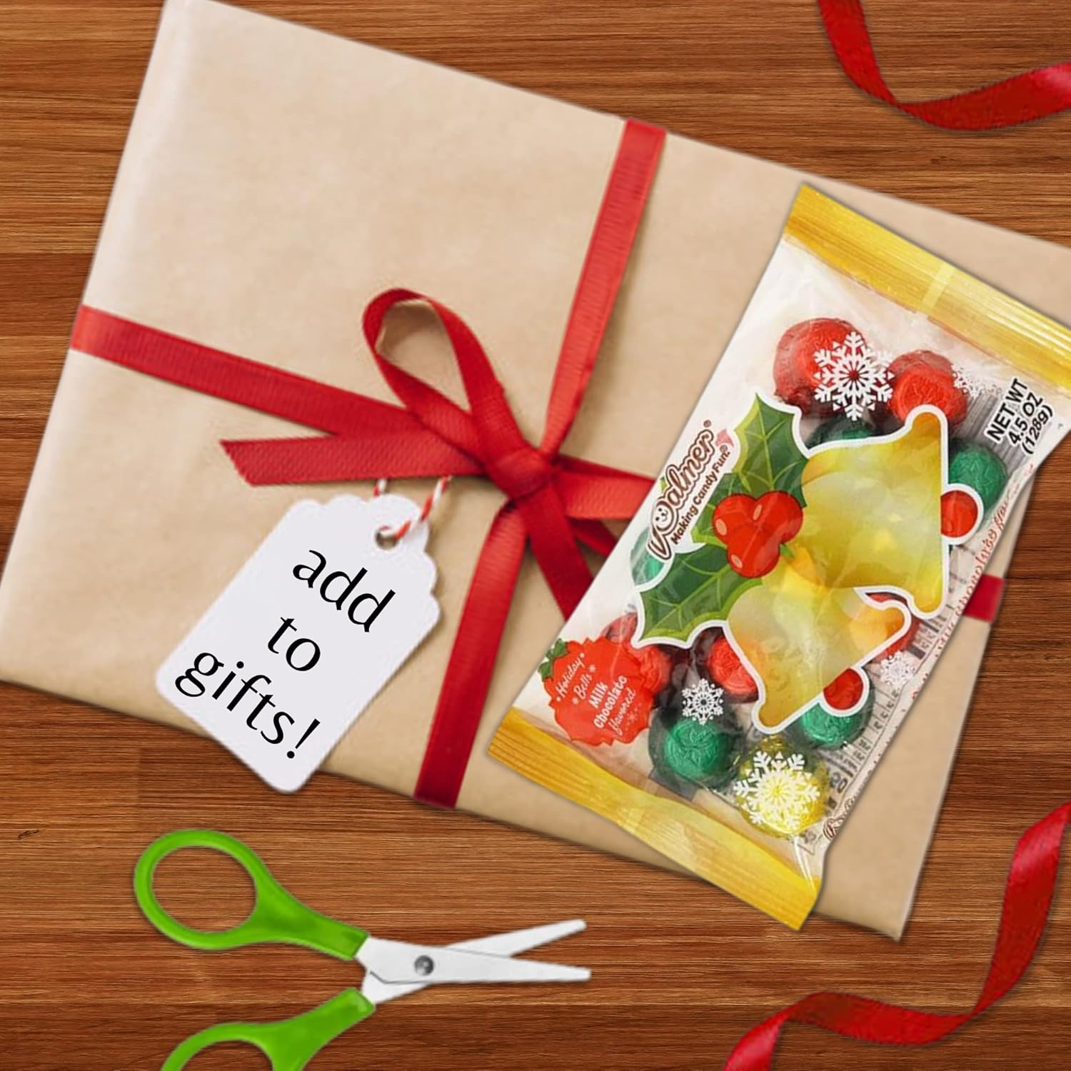 Chocolates navideños envueltos individualmente, golosinas de Navidad de tamaño bocado, recuerdo de fiesta, relleno de calcetines y más, 4.5 onzas,