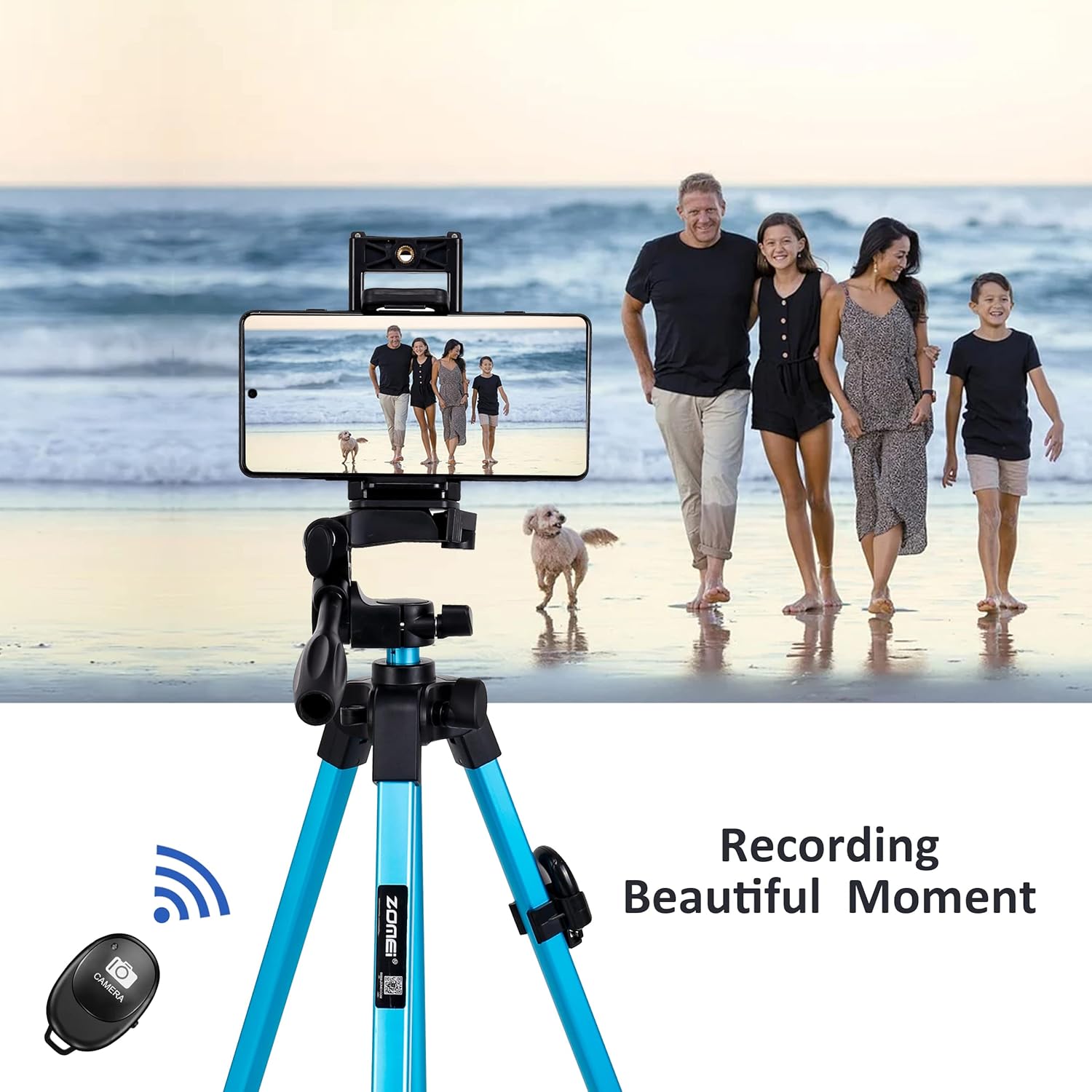 Trípode para teléfono, trípode de video de 54 pulgadas con cabeza panorámica de 360 grados, tornillo de 14 pulgadas, soporte para teléfono y tableta