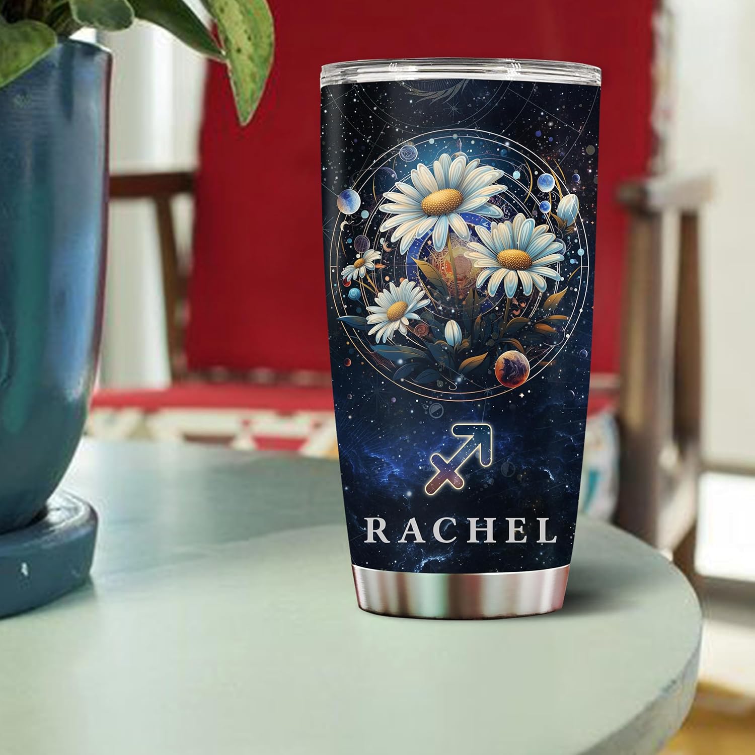 Regalos personalizados del zodiaco Sagitario para mujeres, vaso de café aislado de acero inoxidable de 20 onzas con tapa, constelación, astrología,