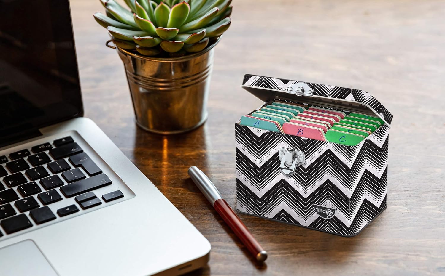 Find It FT07589 – Tarjetas de índice con pestañas, 3 x 5 pulgadas, colores surtidos, paquete de 288 con caja de ficha de índice, patrón de cheurón,