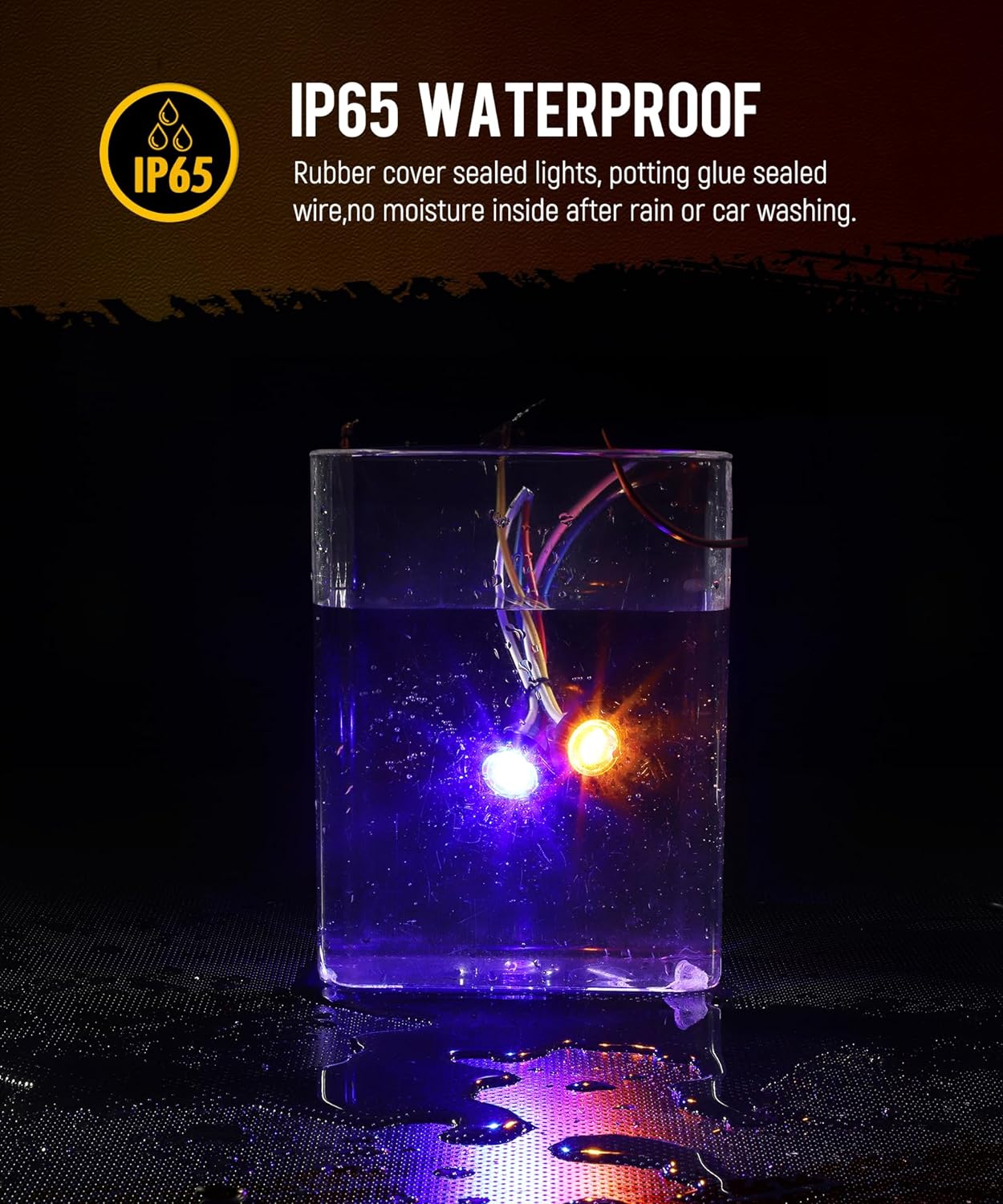 Partsam 20 unidades de luz LED redonda de doble color de 34 pulgadas, ámbarrojo a azul, luz auxiliar de luz lateral, indicadores de señal de giro
