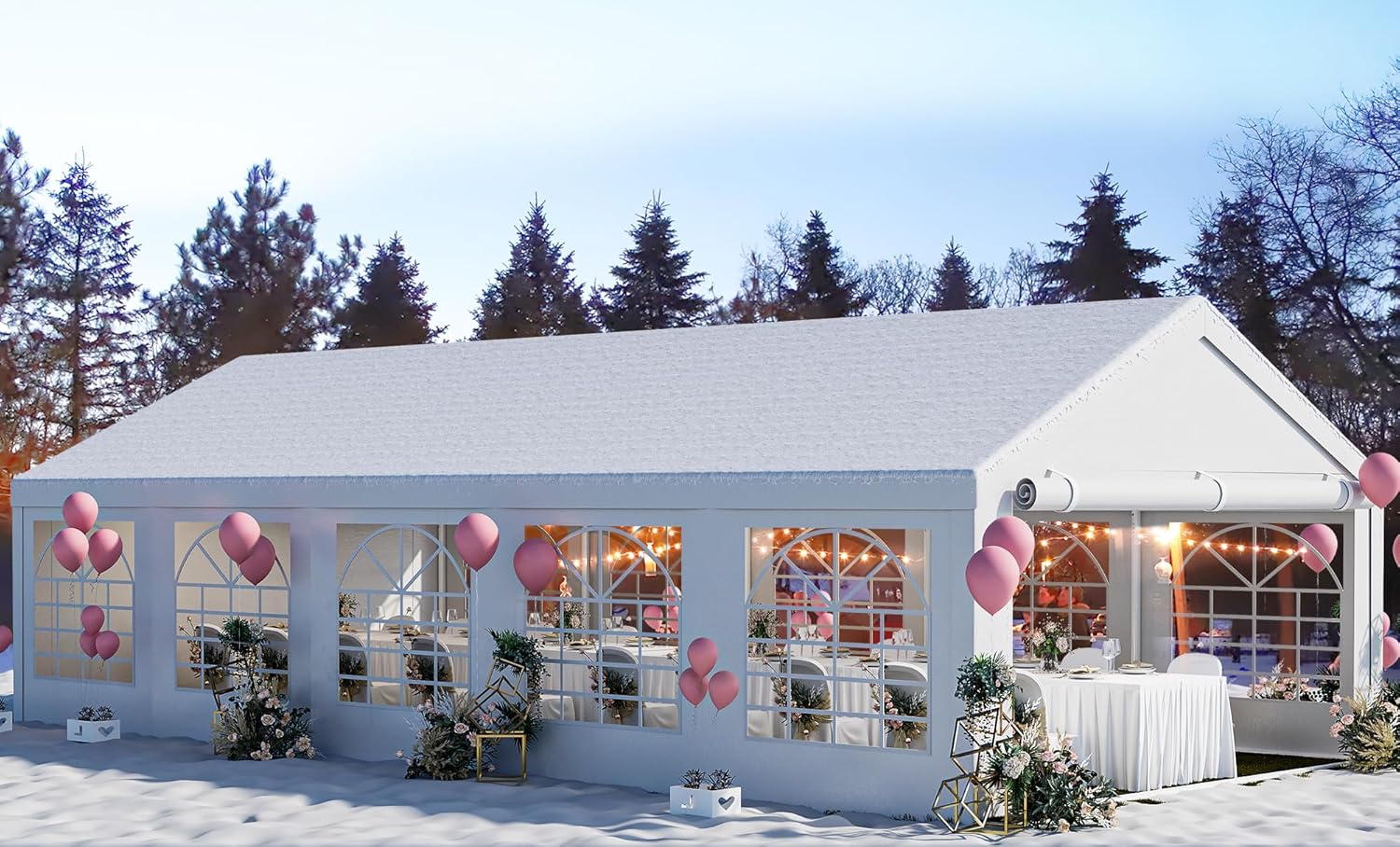 YITAHOME Tienda de campaña para fiestas de 16 x 32 pies, resistente al aire libre, carpa para eventos, carport de acero galvanizado mejorado con