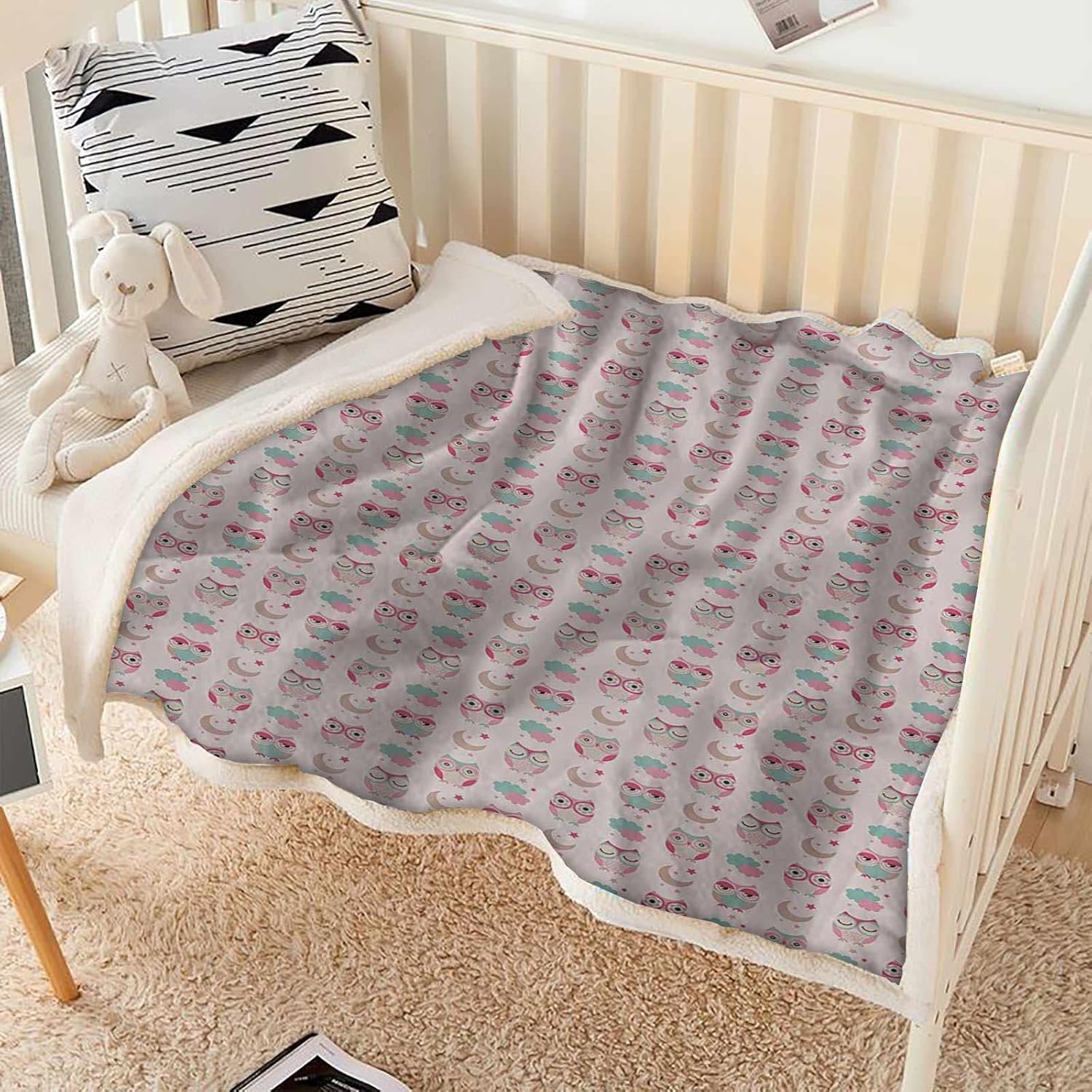 Manta de bebé para sofá, color rosa tostado, espuma de mar, esponjosa, acogedora, cómoda, de microfibra, para sofá o dormitorio, 50 x 60 pulgadas