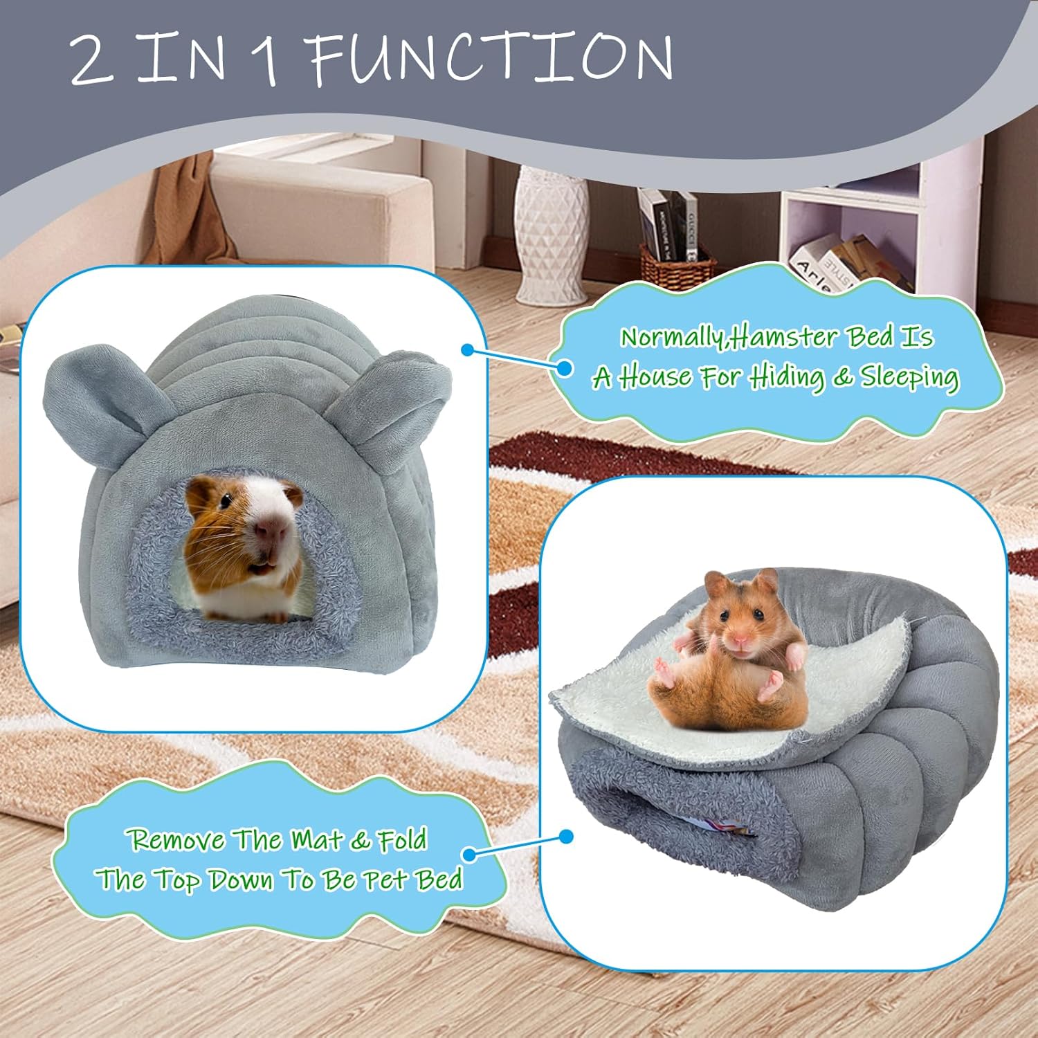 Cálida cama de conejillo de indias, escondite de conejillo de indias, cama para erizos, cama cueva para animales pequeños como conejillos de indias,