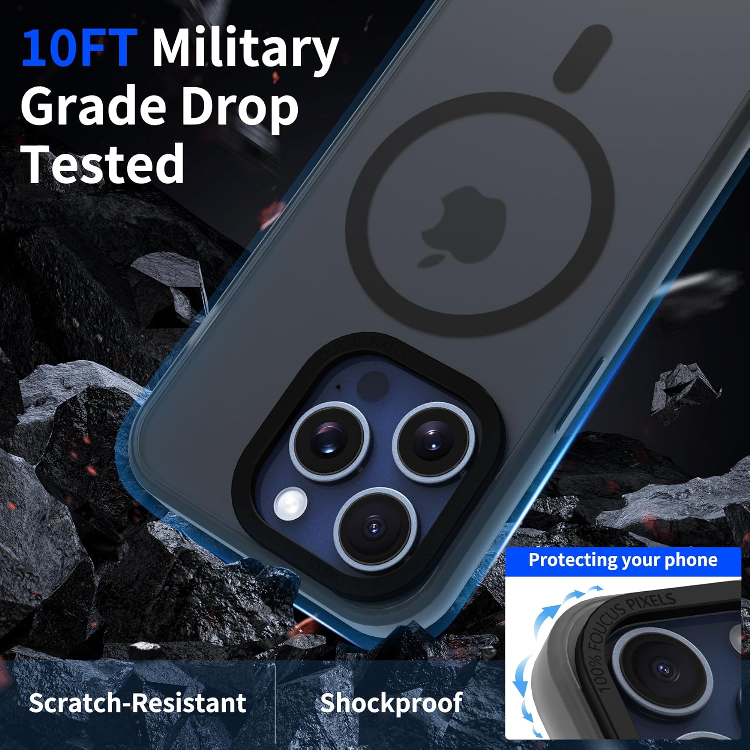 Funda magnética compatible con iPhone 15 Pro Max (6.7 pulgadas) con MagSafe Fuerte magnético Protección de grado militar de 10 pies Funda
