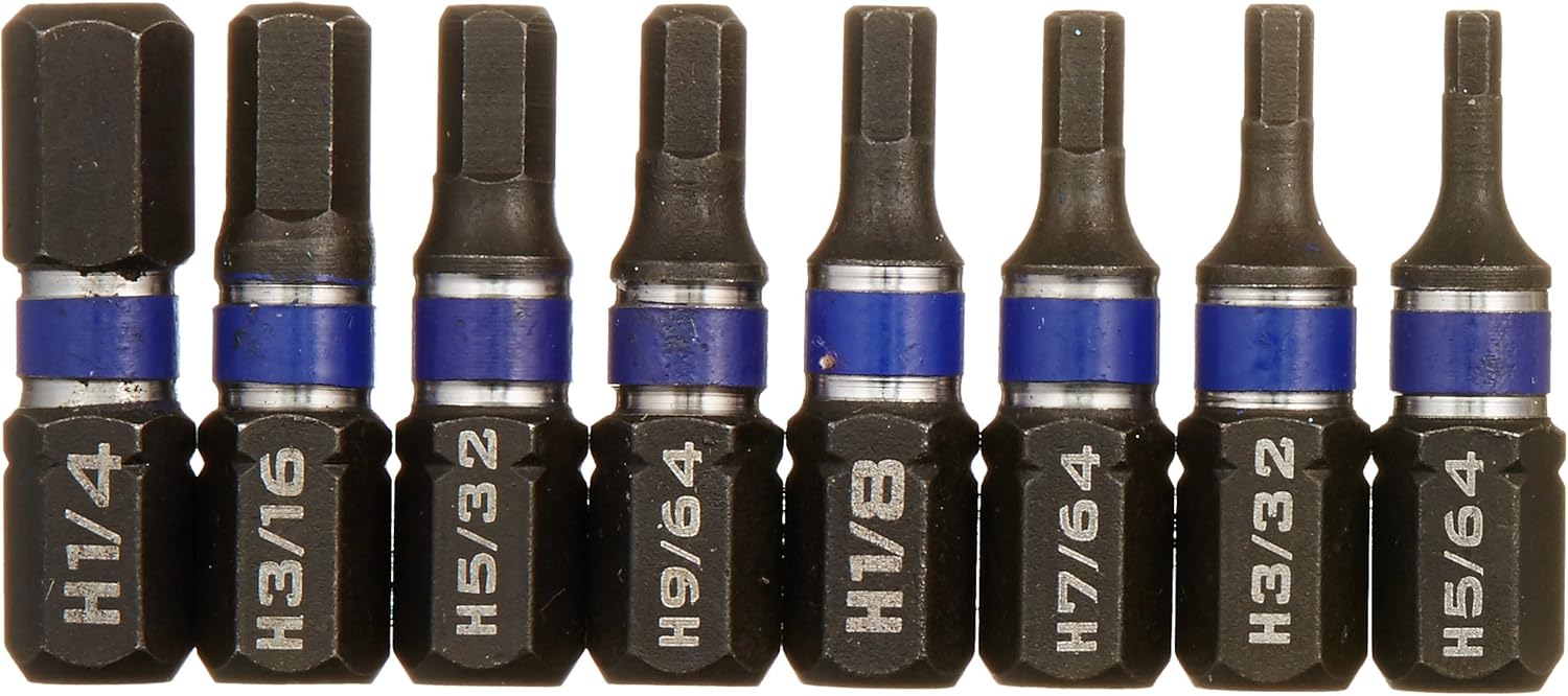 Irwin Tools Performance Series Juego de puntas, varios colores Hex, 1 pulgada de Longitud, 8 unidades de impacto (1902388)