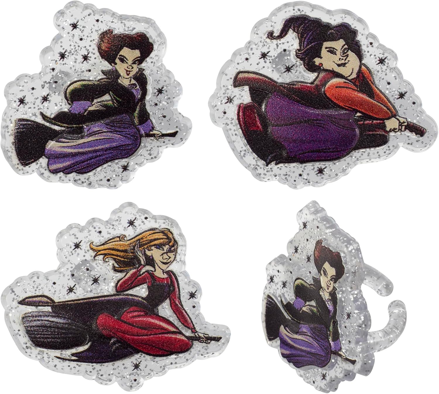 DecoPac Disney Hocus Pocus Forever Bewitching Anillos, decoraciones de cupcakes con las hermanas Sanderson en vuelo, 3 diseños, adornos para tartas