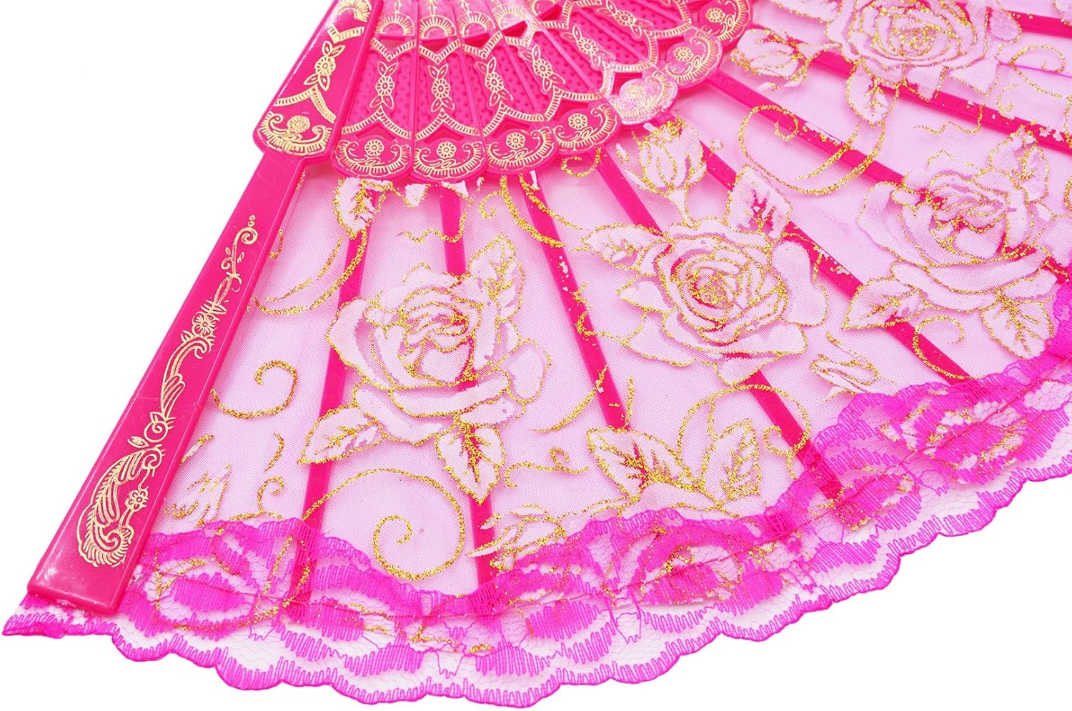 Amajiji abanicos plegables con diseño elegante y moderno de rosas, abanico de tela de encaje chinojaponés