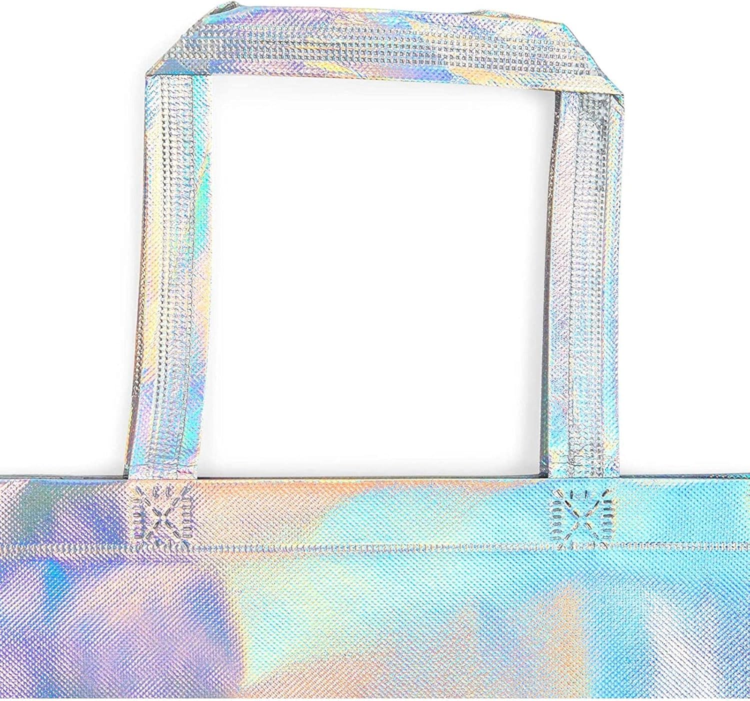Juvale Bolsa de comestibles reutilizable con asas, holográfica (14 x 12 x 5 pulgadas, 24 unidades), Multi