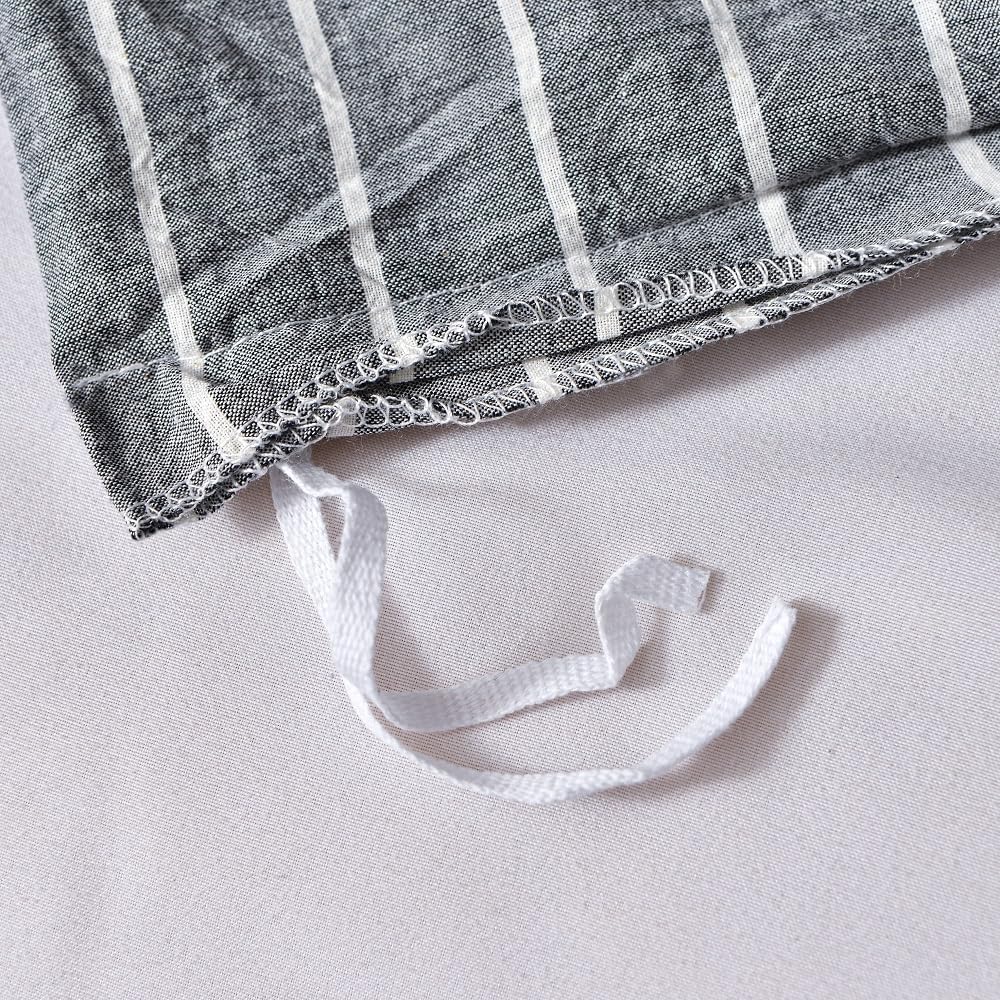 TazmKezm Juego de funda de edredón a rayas grises 100% algodón lavado, tamaño Queen (90 x 90 pulgadas), juego de ropa de cama suave de lujo de 3