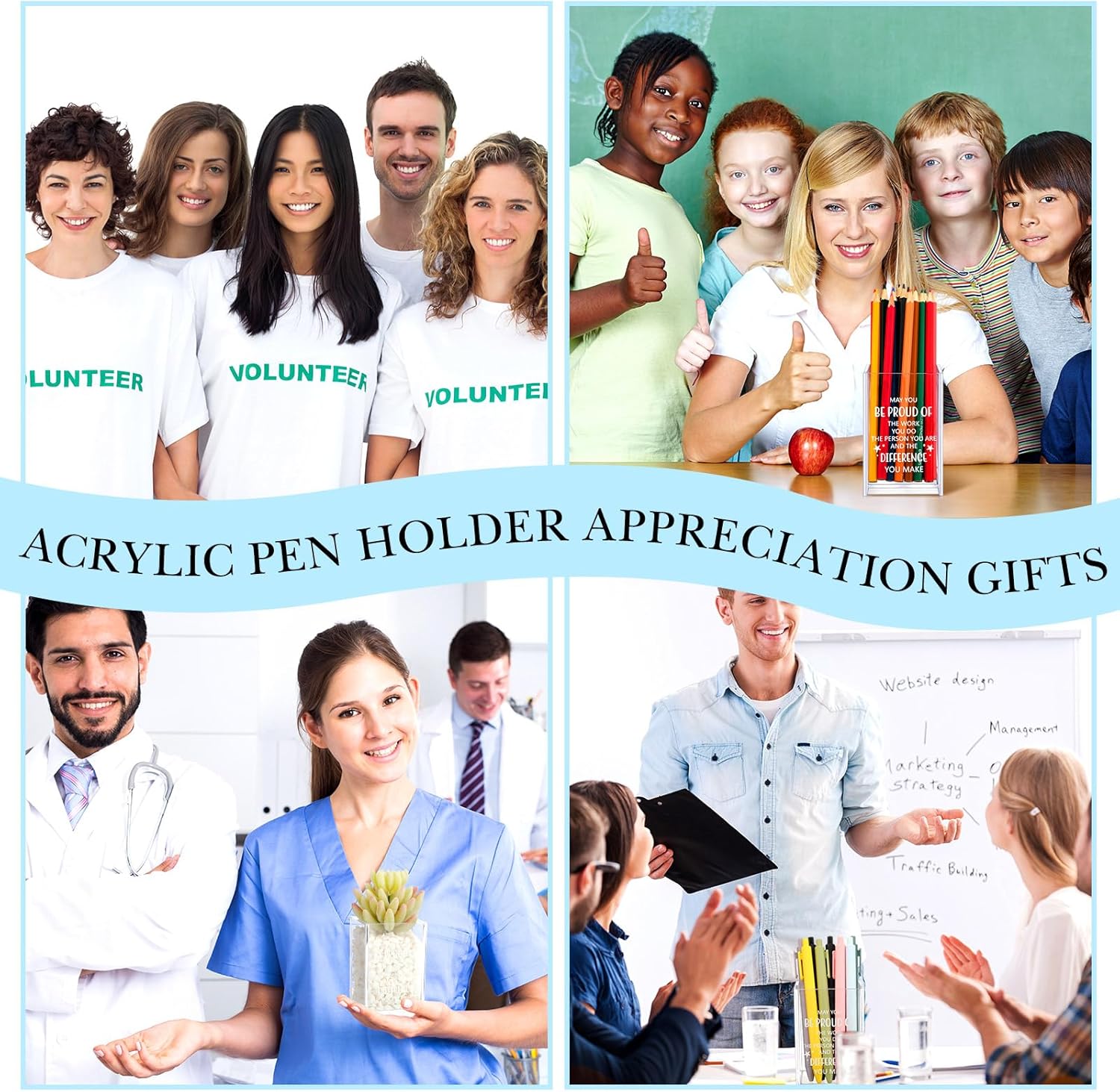 10 piezas de regalos de agradecimiento a los empleados, cita inspiradora a granel, soporte para lápices para profesores, regalos de agradecimiento