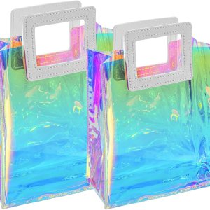 Bolsas de regalo pequeñas holográficas, paquete de 2 unidades de 7.9 x 7.1 x 3.9 pulgadas con asas para mujeres, niñas, cumpleaños, Navidad, regalos Bolsas de regalo pequeñas holográficas, paquete de 2 unidades de 7.9 x 7.1 x 3.9 pulgadas con asas para mujeres, niñas, cumpleaños, Navidad, regalos
