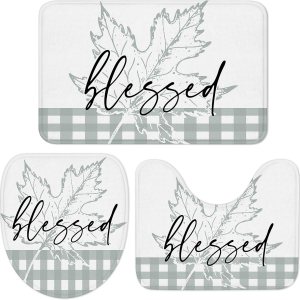 Juego de 3 alfombras de baño vintage para el día de Acción de Gracias, diseño de otoño con hojas de arce, diseño rústico con diseño de hojas de Juego de 3 alfombras de baño vintage para el día de Acción de Gracias, diseño de otoño con hojas de arce, diseño rústico con diseño de hojas de