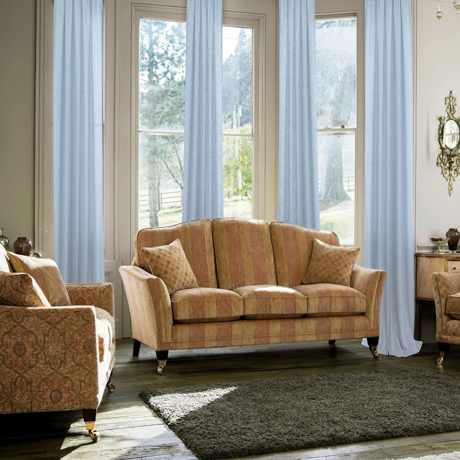 Cortinas de lino azul claro de 63 pulgadas de largo para dormitorio de niños pequeños, adolescentes y niñas, juego de 2 paneles de decoración