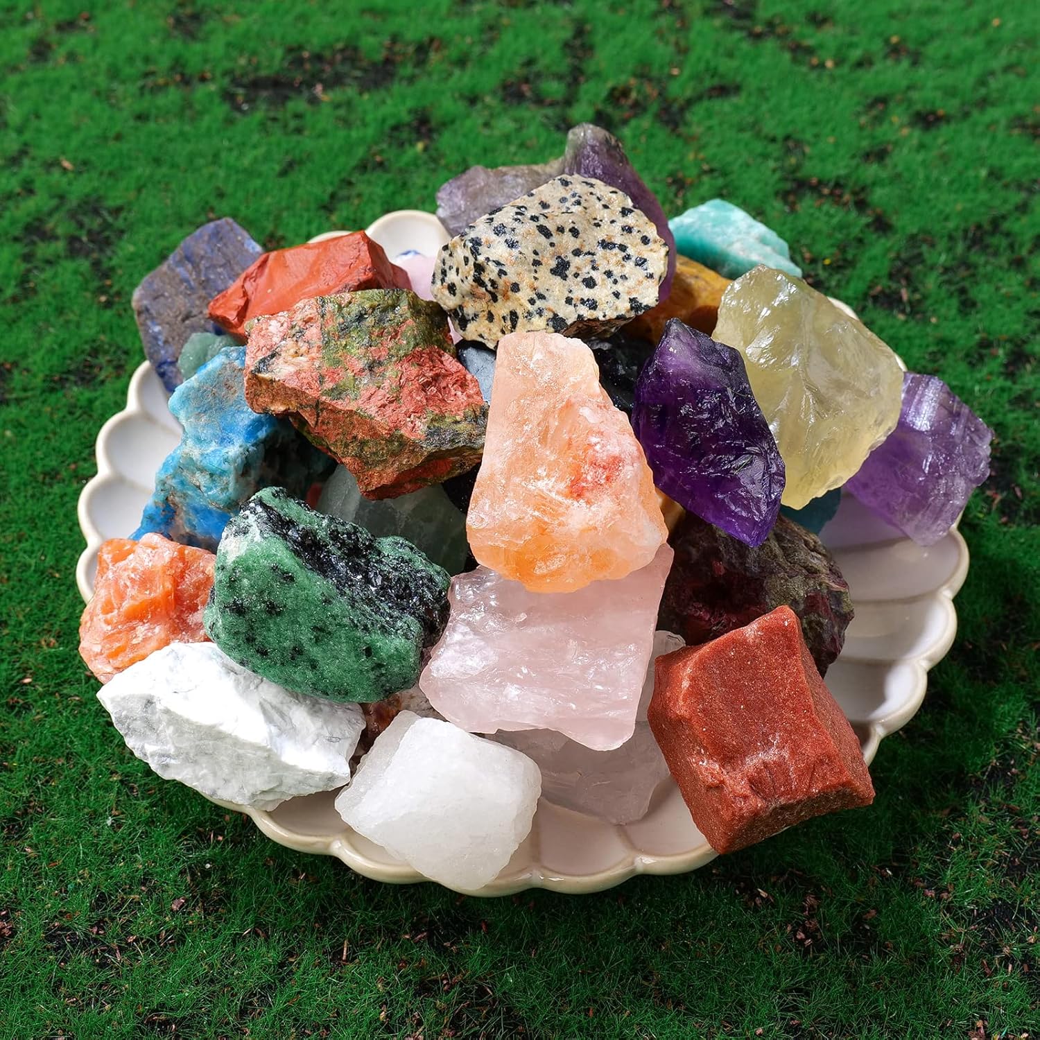 Apengshi Cristal natural de howlita cruda de piedra cruda de 1 libra, sanación a granel, reparación de reiki, meditación de roca, equilibrio de