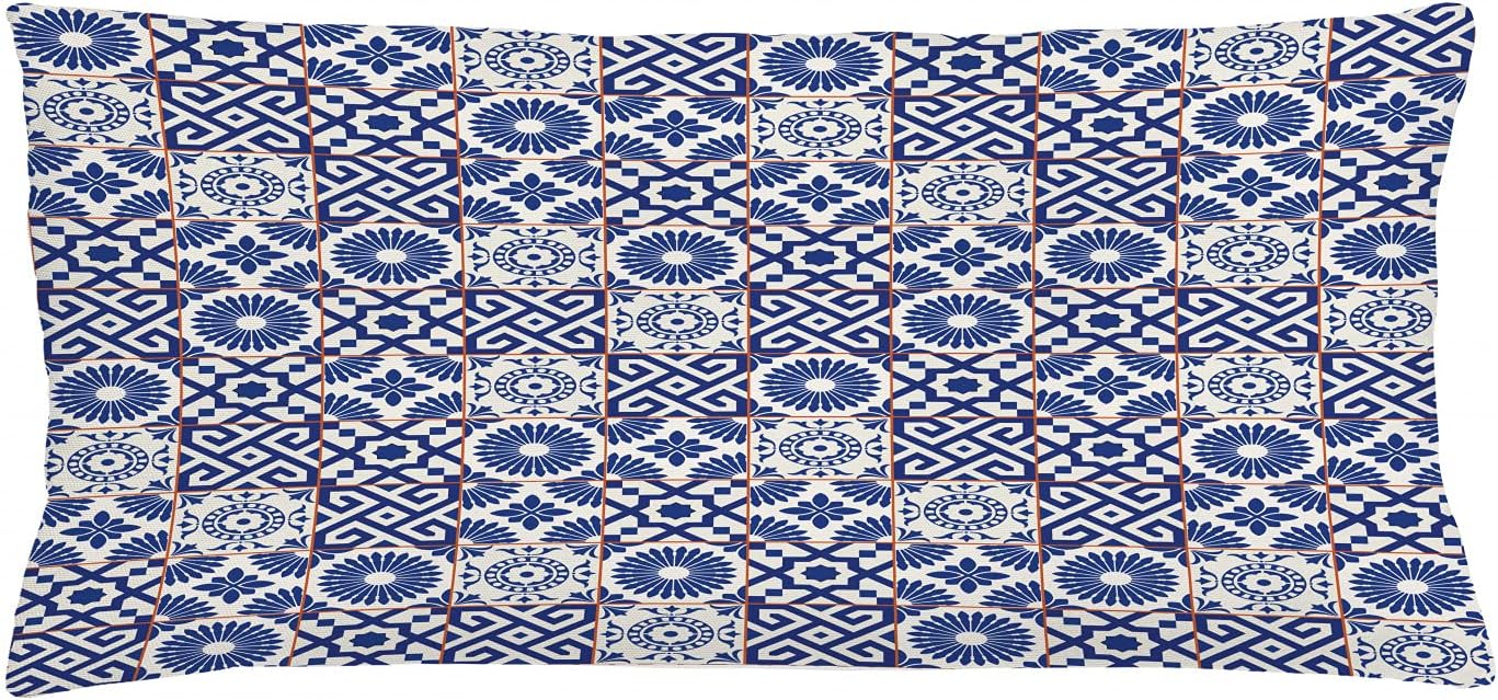 Ambesonne Funda de cojín marroquí inspirada en estilo otomano antiguo, mezcla de azulejos marroquíes en tonos modernos, funda de almohada