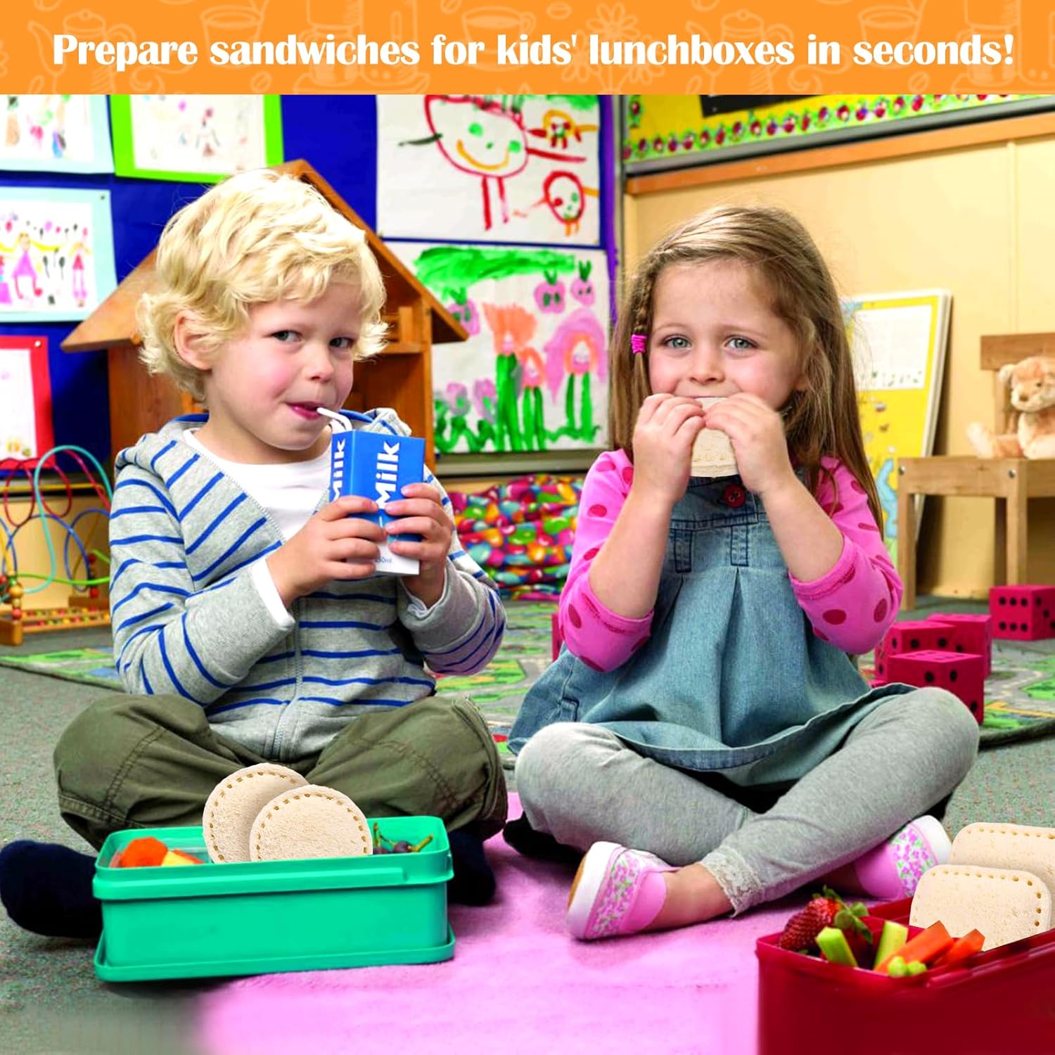Máquina de sándwiches Uncrustables, 2 cortadores de sándwiches para el almuerzo de niños, juego de cortador de sándwich de desayuno sin costra y