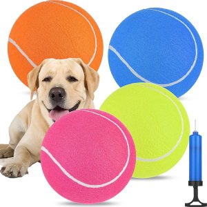 Paquete de 4 pelotas de tenis gigantes inflables para perros de 9.5 pulgadas, pelota de goma grande para interiores y exteriores, pelota de tenis Paquete de 4 pelotas de tenis gigantes inflables para perros de 9.5 pulgadas, pelota de goma grande para interiores y exteriores, pelota de tenis