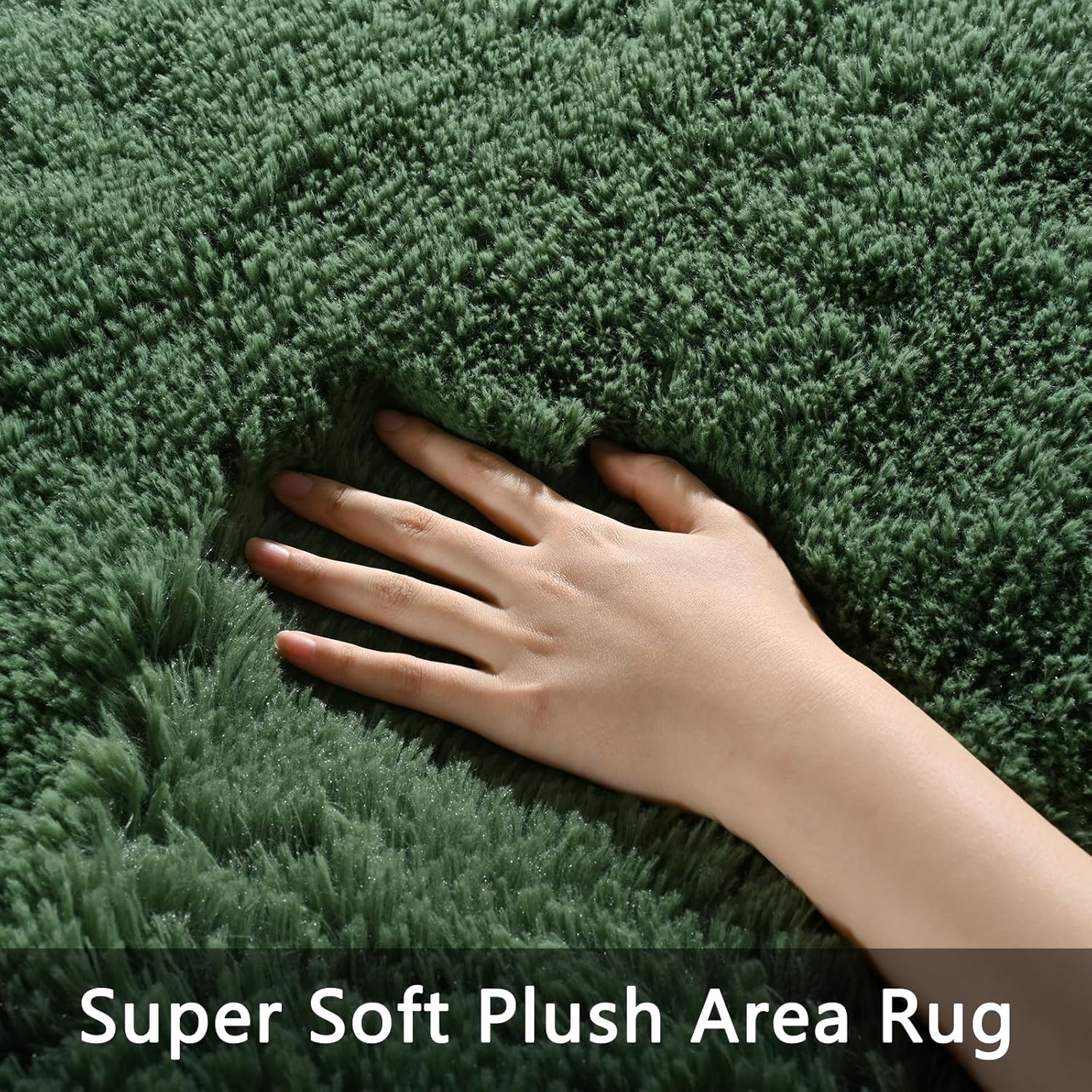 Alfombra rectangular de 4 x 6 pies, de color verde oscuro, esponjosa y mullida para dormitorio, sala de estar, para niñas y niños, alfombra