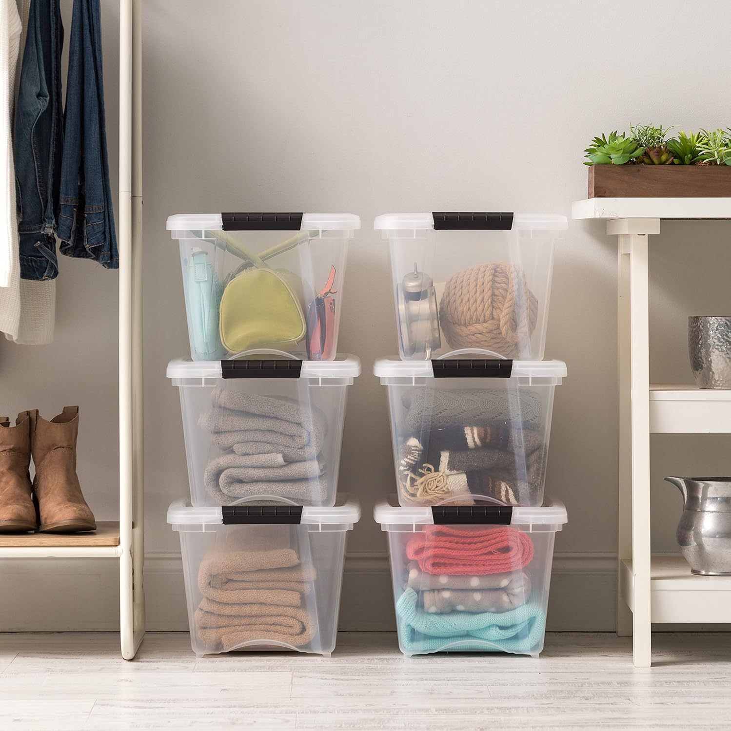 IRIS USA – Contenedor organizador de plástico transparente TB, 19 cuartos de galón, 6 unidades y 19 cuartos de galón. Contenedor organizador de
