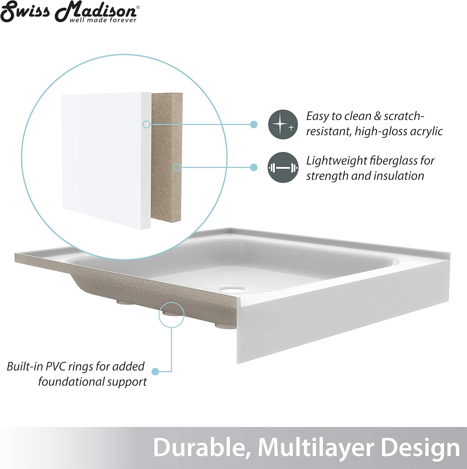 Swiss Madison SM-SB510 Voltaire – Base de ducha (48 x 36 pulgadas)