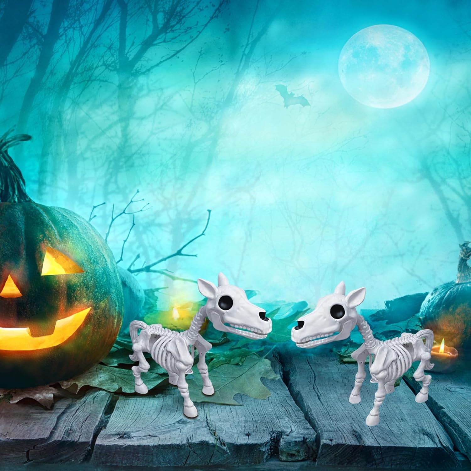 Esqueleto de Halloween, caballo de esqueleto para decoraciones de Halloween al aire libre e interior, 6.7 x 5.9 x 3.5 pulgadas, decoración de