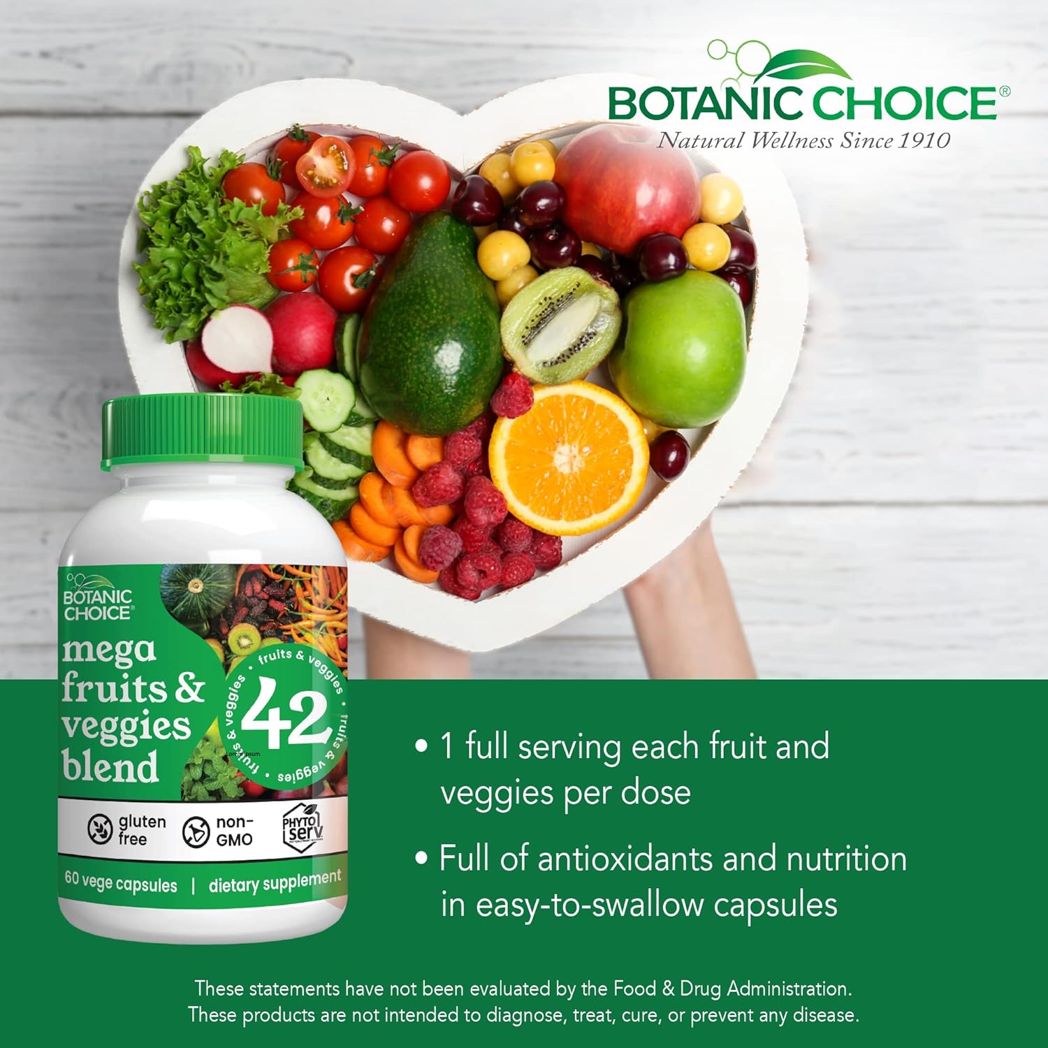 Botanic Choice Mezcla de mega frutas y verduras (60 cápsulas) + Complejo de próstata 9 (30 cápsulas blandas)  Suplemento de equilibrio energético y