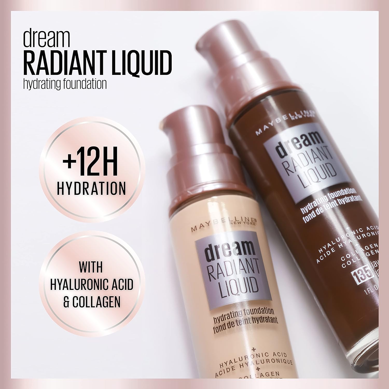Maybelline Dream – Maquillaje hidratante líquido radiante, cobertura media, base líquida ligera, alabastro, 1 oz. Oz.