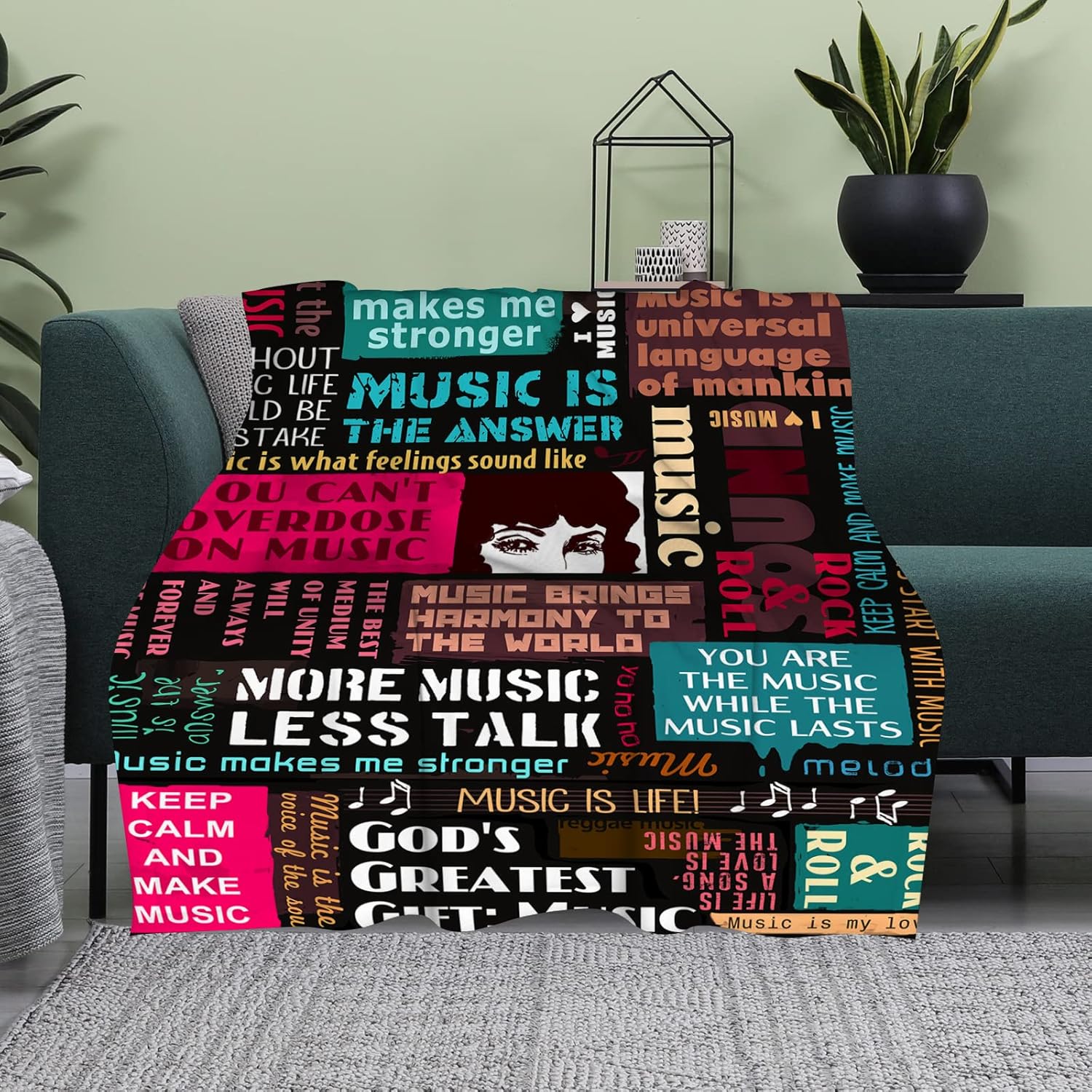 Manta musical, regalos de música para hombres, mujeres, amantes de la música, estudiantes, manta musical de regalo para guitarrista, baterista,