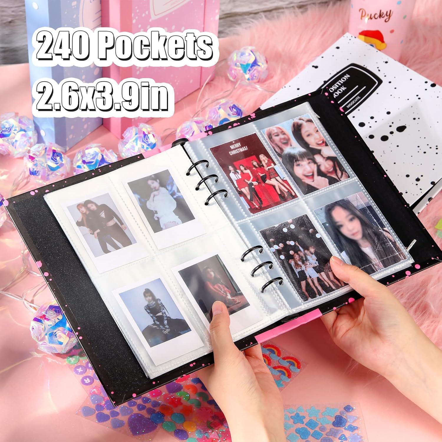 Gersoniel Kpop – Carpeta para tarjetas fotográficas Kpop, fundas para libros con calcomanías coreanas Kpop, álbum de tarjetas fotográficas A5, 6