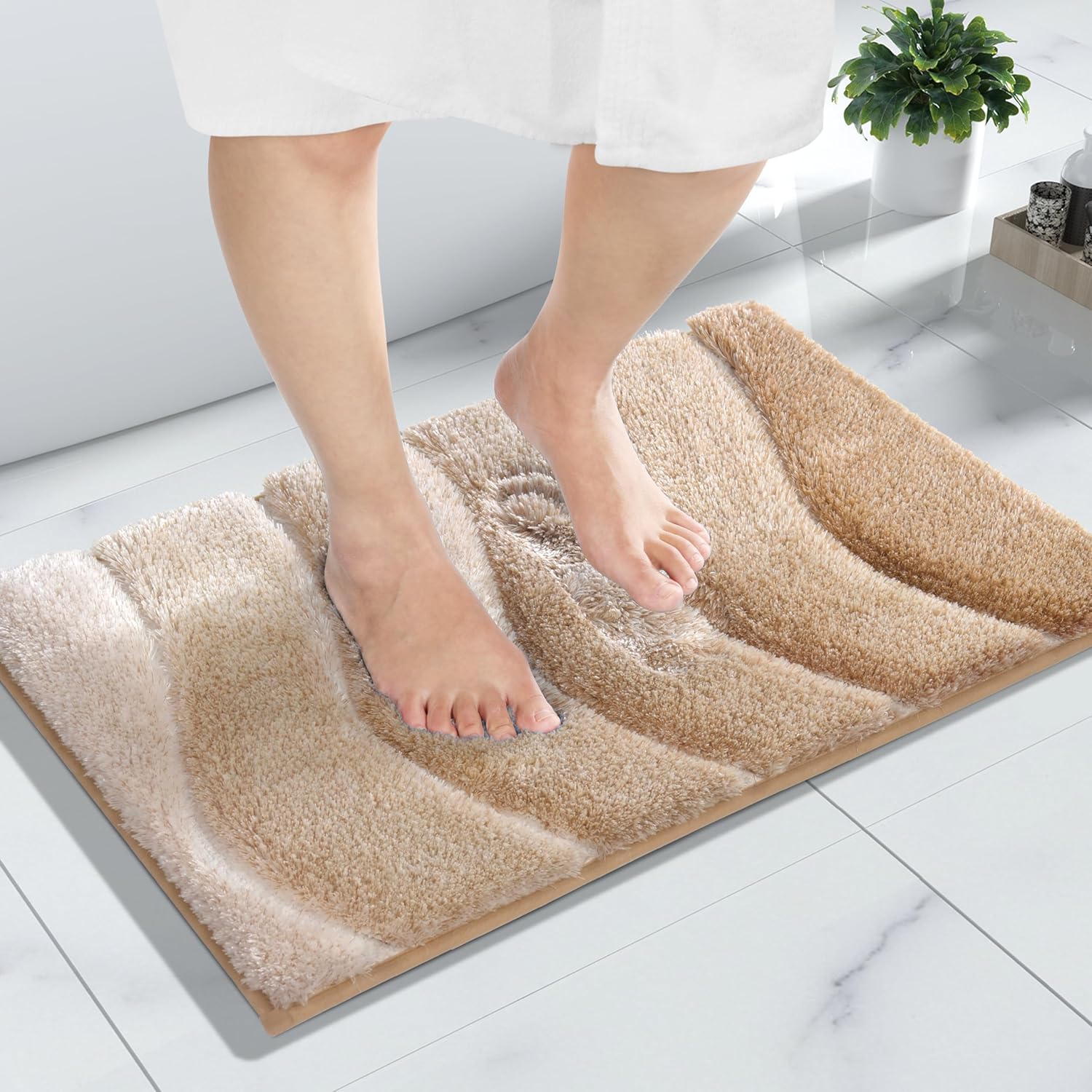 Yimobra Tapetes para baño, felpa de lujo y esponjosos, antideslizantes, de microfibra extragruesa, de secado rápido, antideslizantes, peludos,