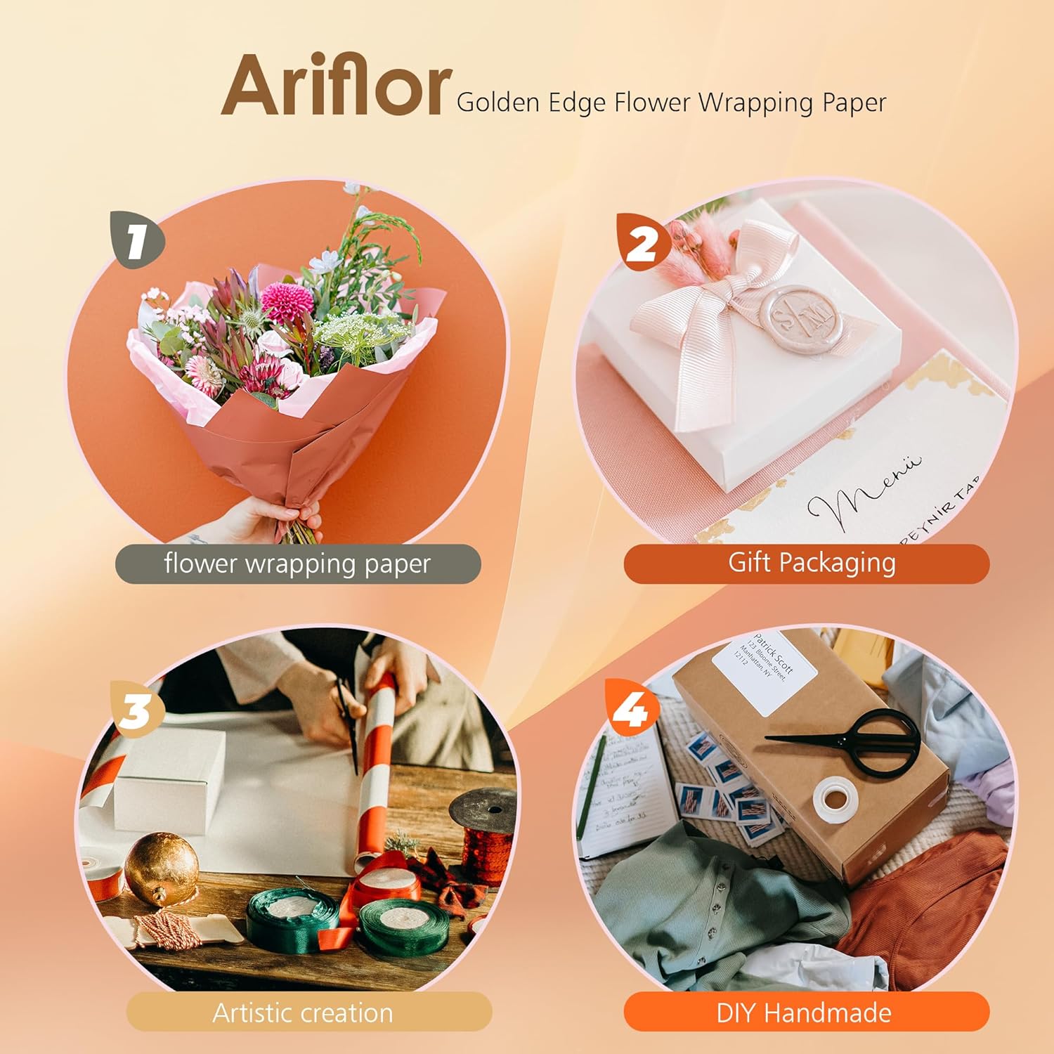 ARIFLOR 20 hojas de papel básico impermeable para ramo de flores, papel de regalo de Navidad 30185, embalaje de regalo de Navidad, embalaje de