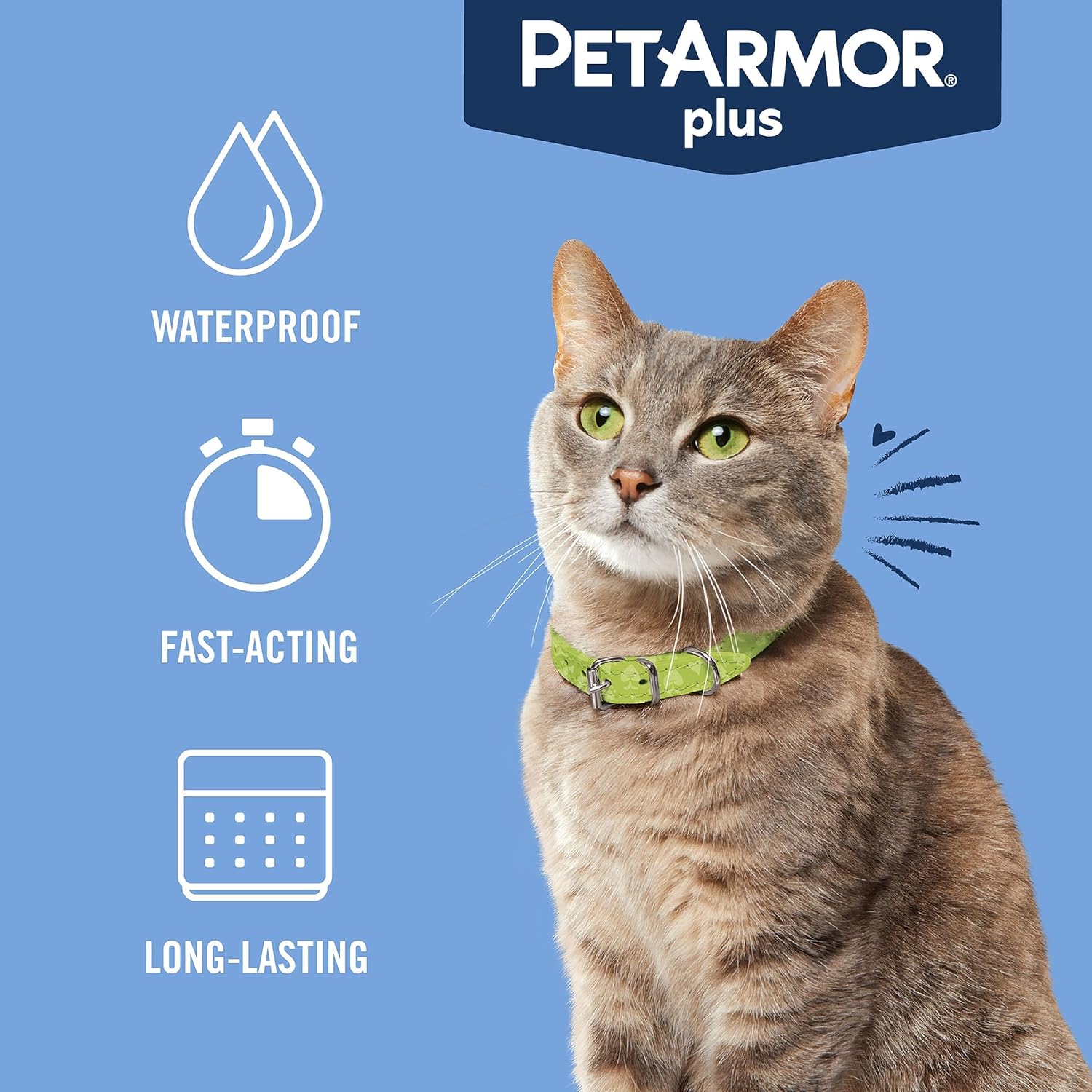 PetArmor Además de prevención de pulgas y garrapatas para gatos, tratamiento de pulgas y garrapatas de gato, 1 dosis, tópico impermeable, acción