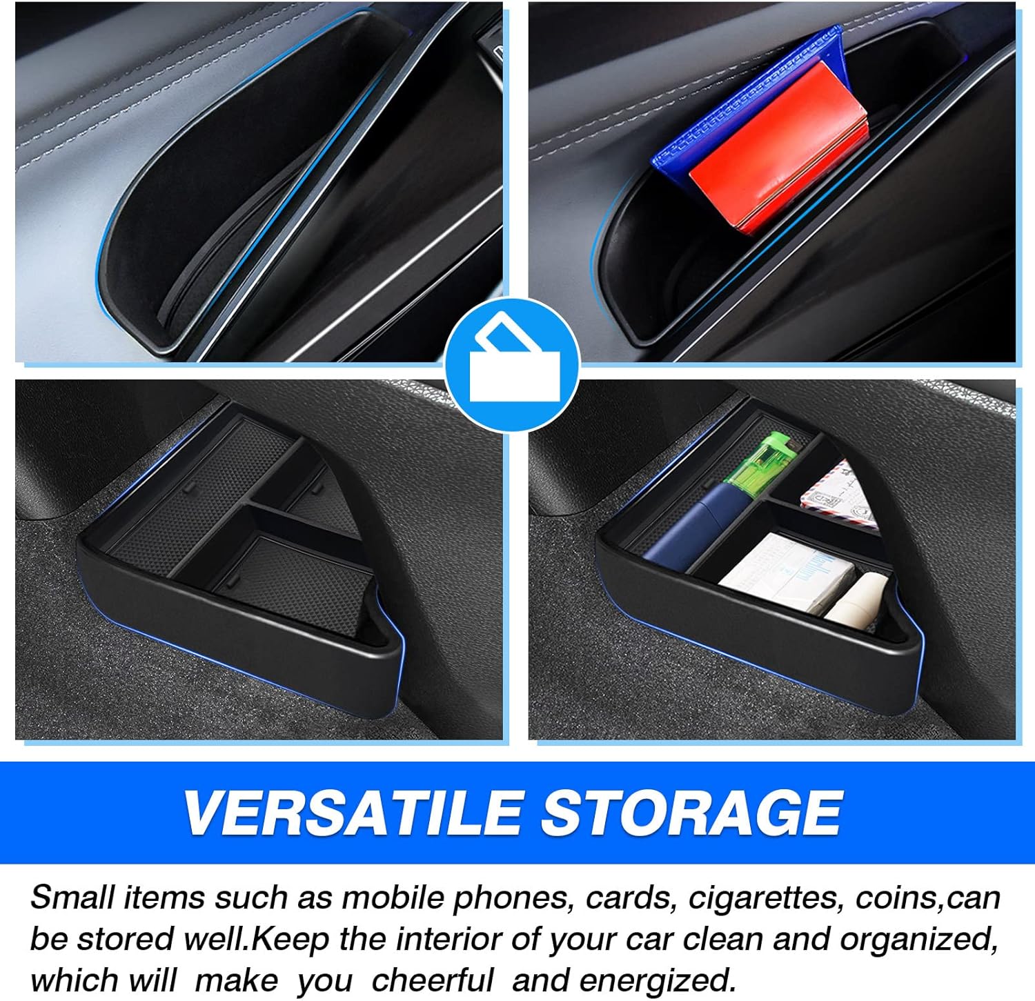 Autorder Ajuste personalizado para organizador de consola central Volkswagen ID.4 VW ID4 2021 2022 2023, accesorios para consola central, bandeja de