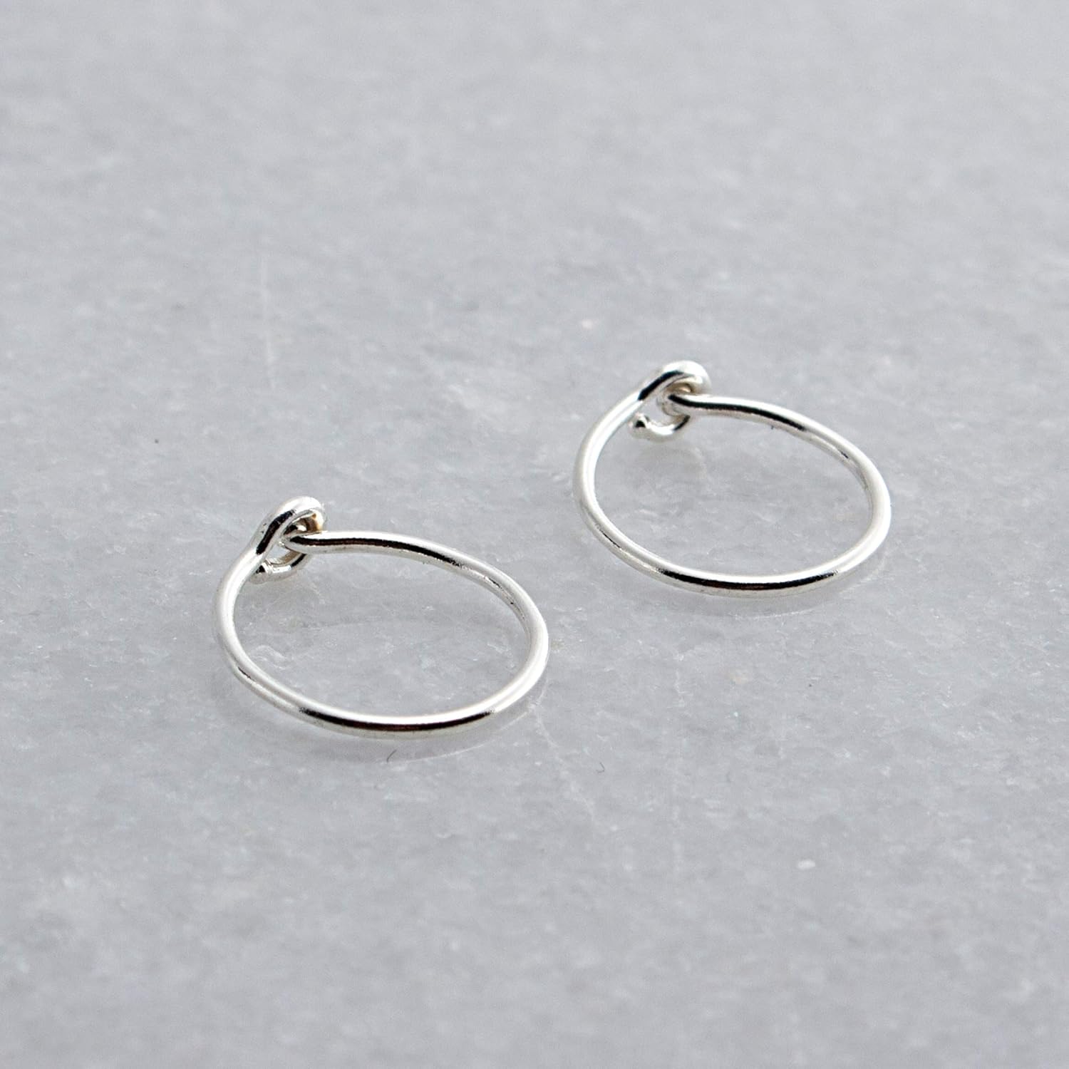 8mm Sterling Silver Open Hoop Hugger Small Cartilage Tragus Earrings Thin 22 Gauge Snap
