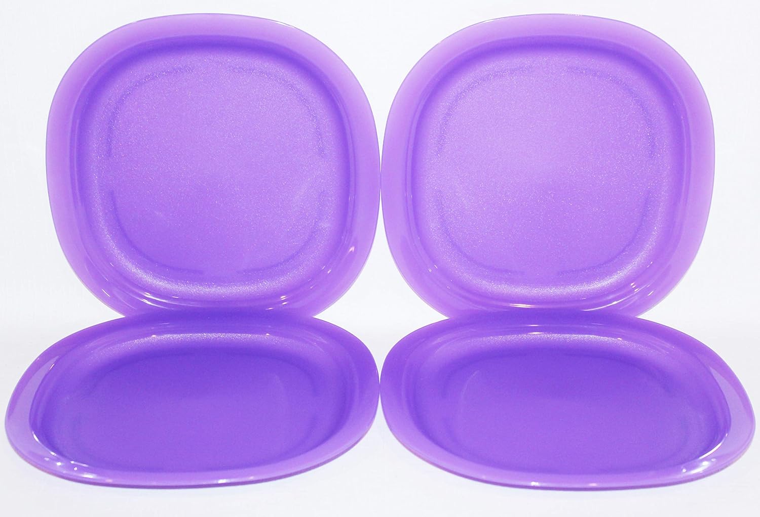 Tupperware Juego de 4 platos de almuerzo para microondas de 9.5 pulgadas, cuadrado, color morado