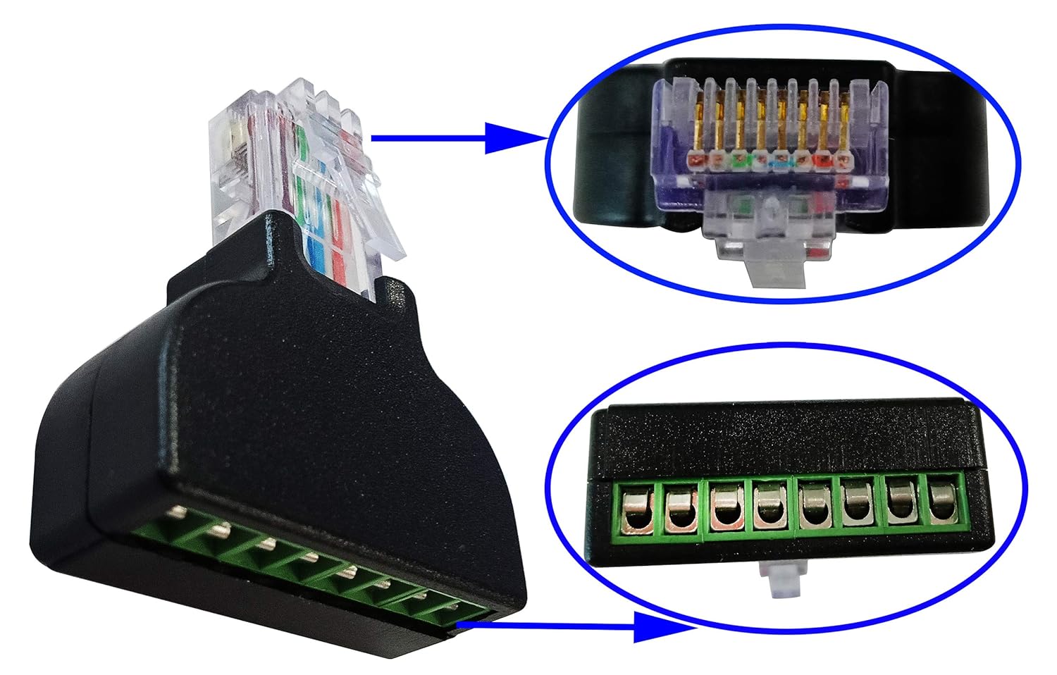 CGTime – Conector RJ45 macho a 8P 8C hembra tipo tornillo terminales Ethernet chapado en oro red Plug Cable AV CCTV UTP Cat5 Cat6 Cat7 conectores