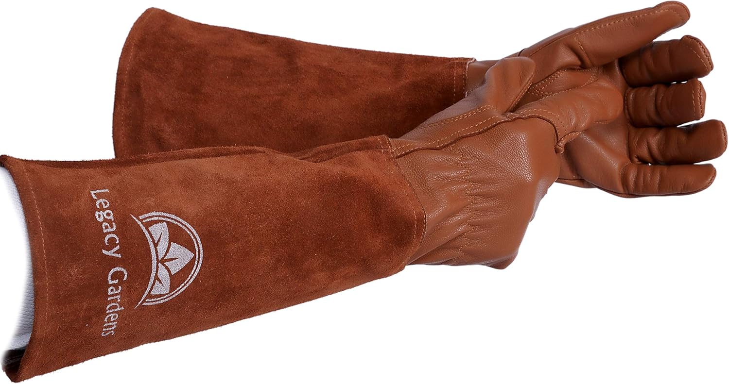 Guantes de jardinero Legacy Gardens de piel para mujer y hombre, guantes de trabajo para jardín, resistente a las espinas y cortes, adecuados para