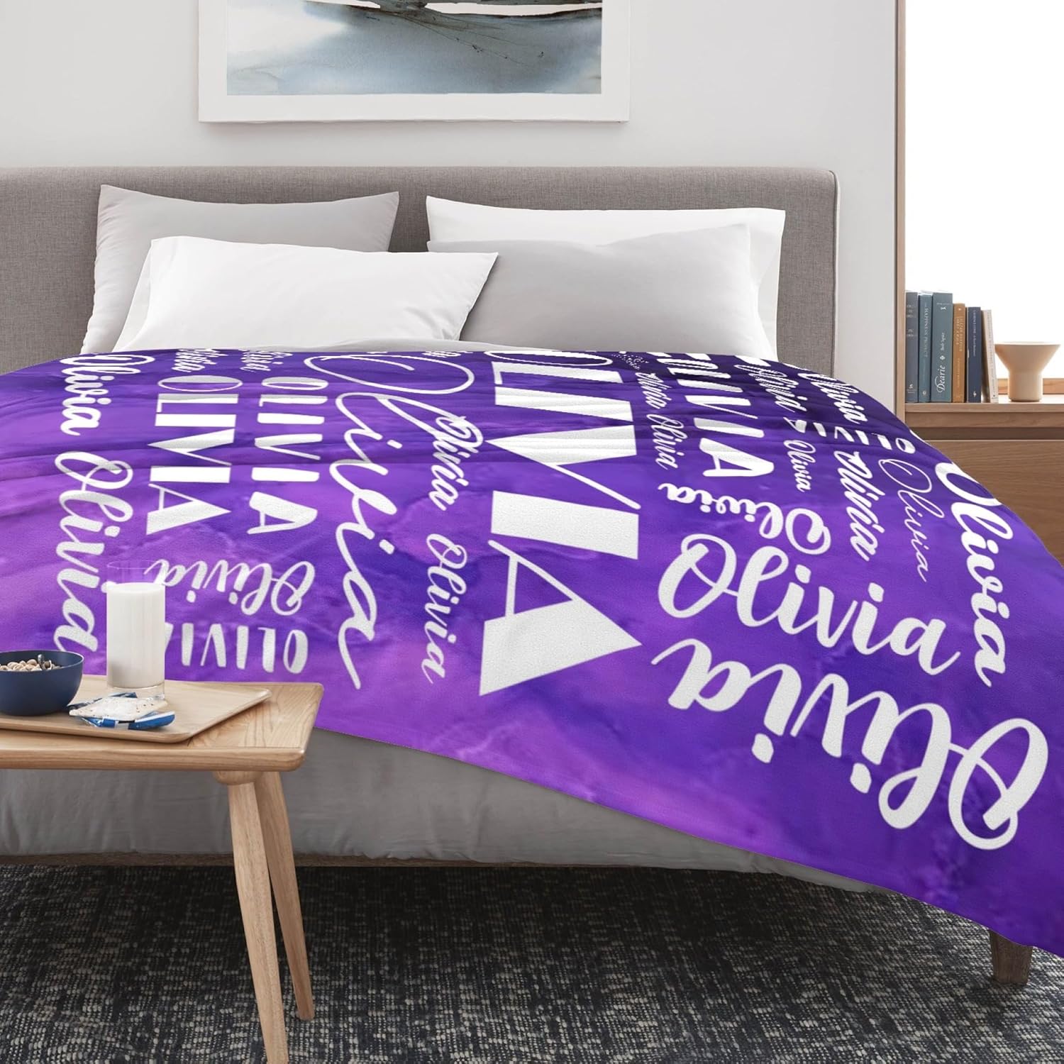 Manta y manta personalizada con nombre para niños y adultos, manta de franela personalizada (color 02, 30 x 40 pulgadas)