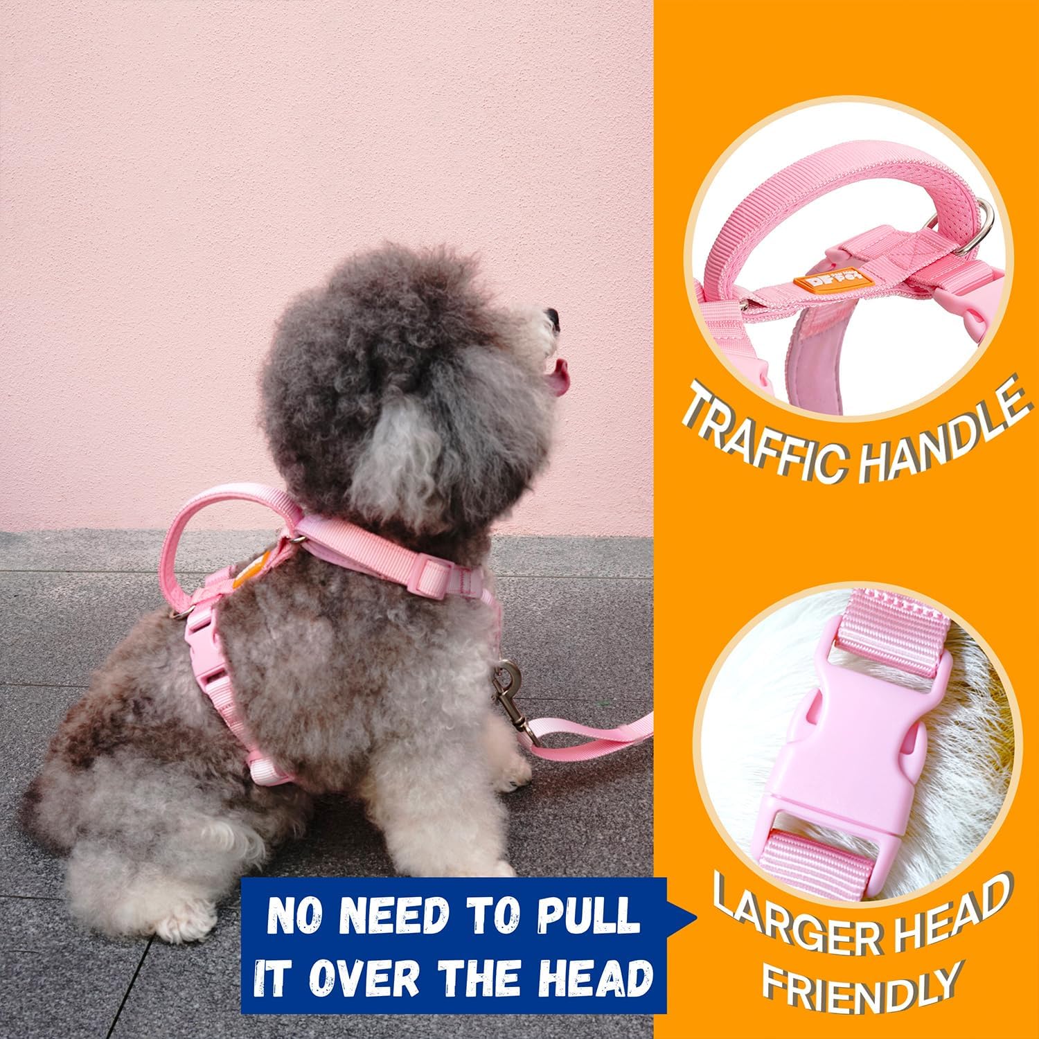 DF Freedom – Arnés para perro Martingale sin tirones, mango de control de seguridad de fácil agarre, arnés de ajuste personalizable de 5 puntos a