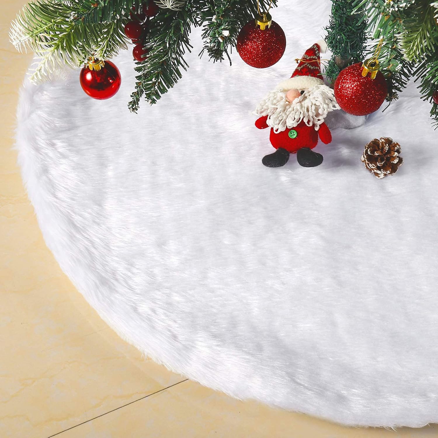 Allgala Falda de árbol de Navidad Falda de felpa esponjosa blanca nieve – 36 pulgadas – XT932102