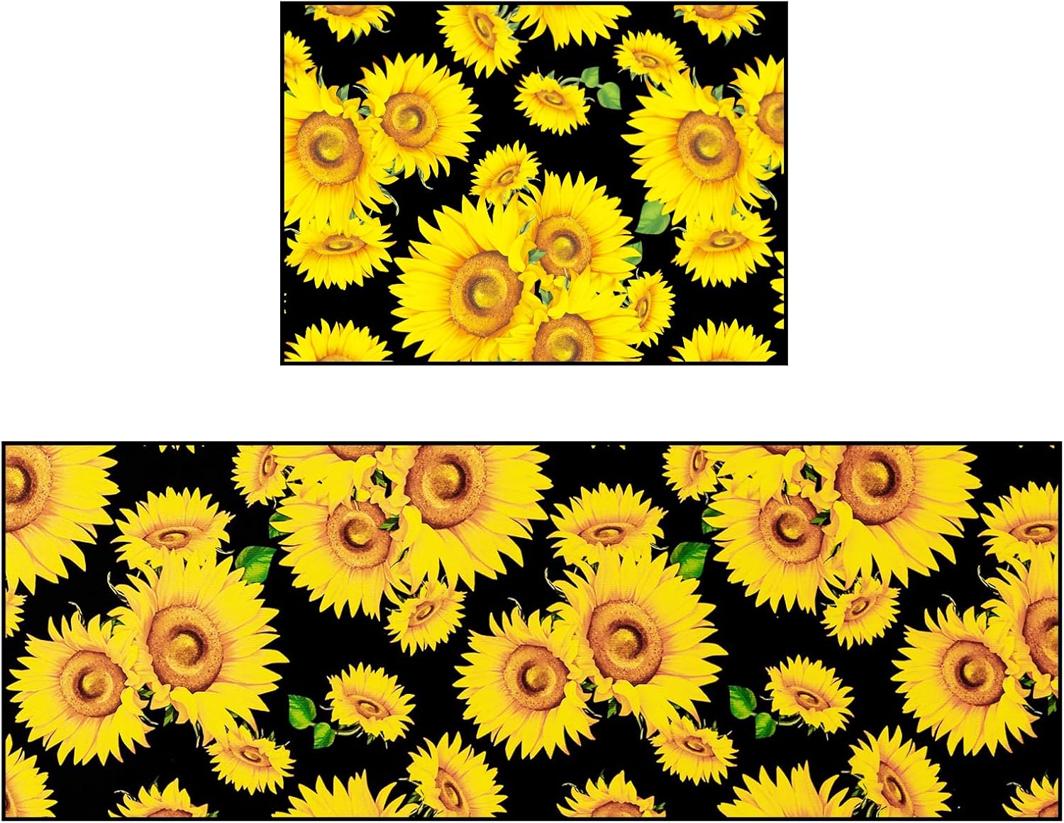 Juego de 2 alfombras y tapetes de cocina de girasol, lavables, antifatiga, antideslizantes, duraderos, cómodos, para cocina, oficina, fregadero,