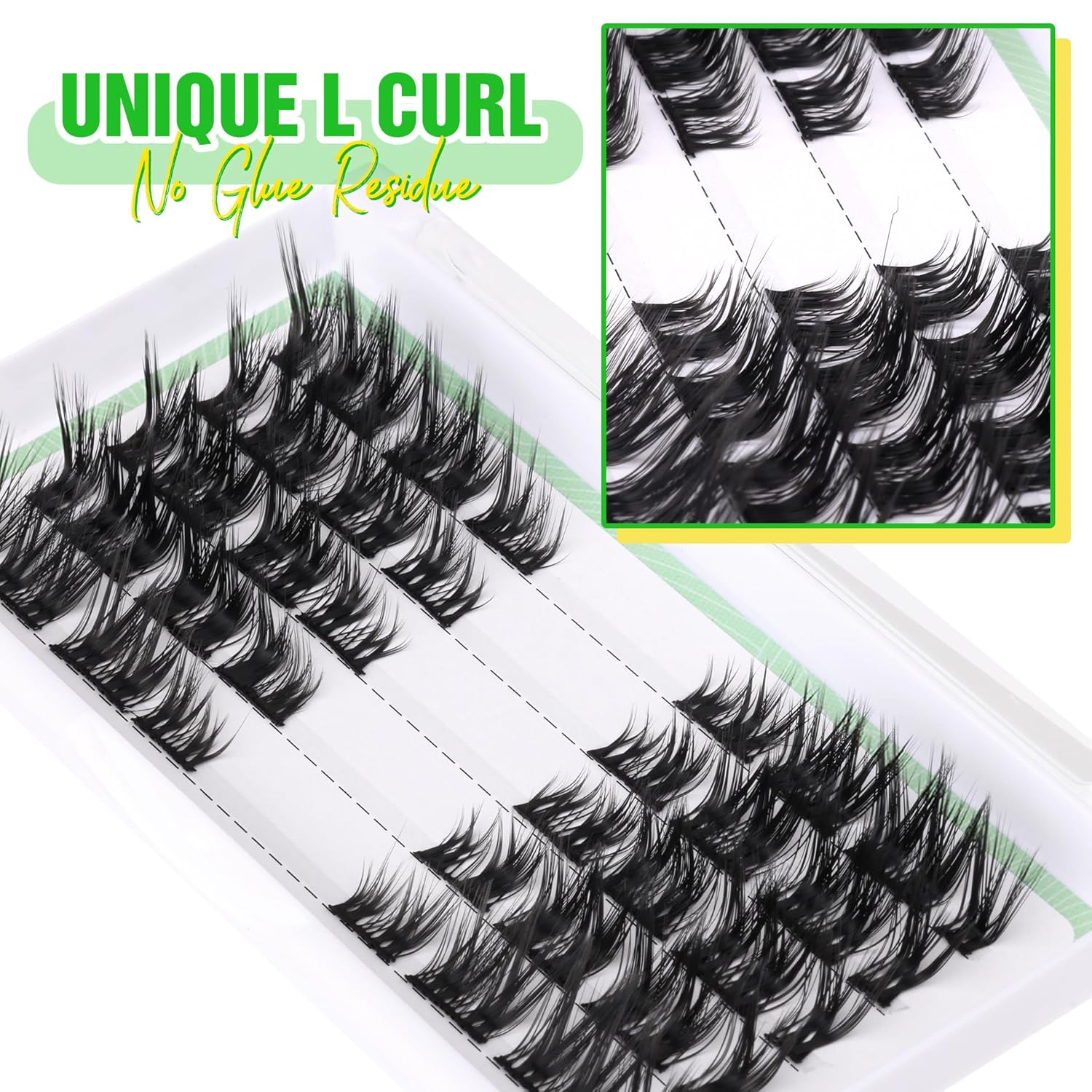 Extensiones de pestañas de bricolaje, pestañas en racimo de pestañas rizadas en L, ojos de gato, pestañas individuales, esponjosas y finas,
